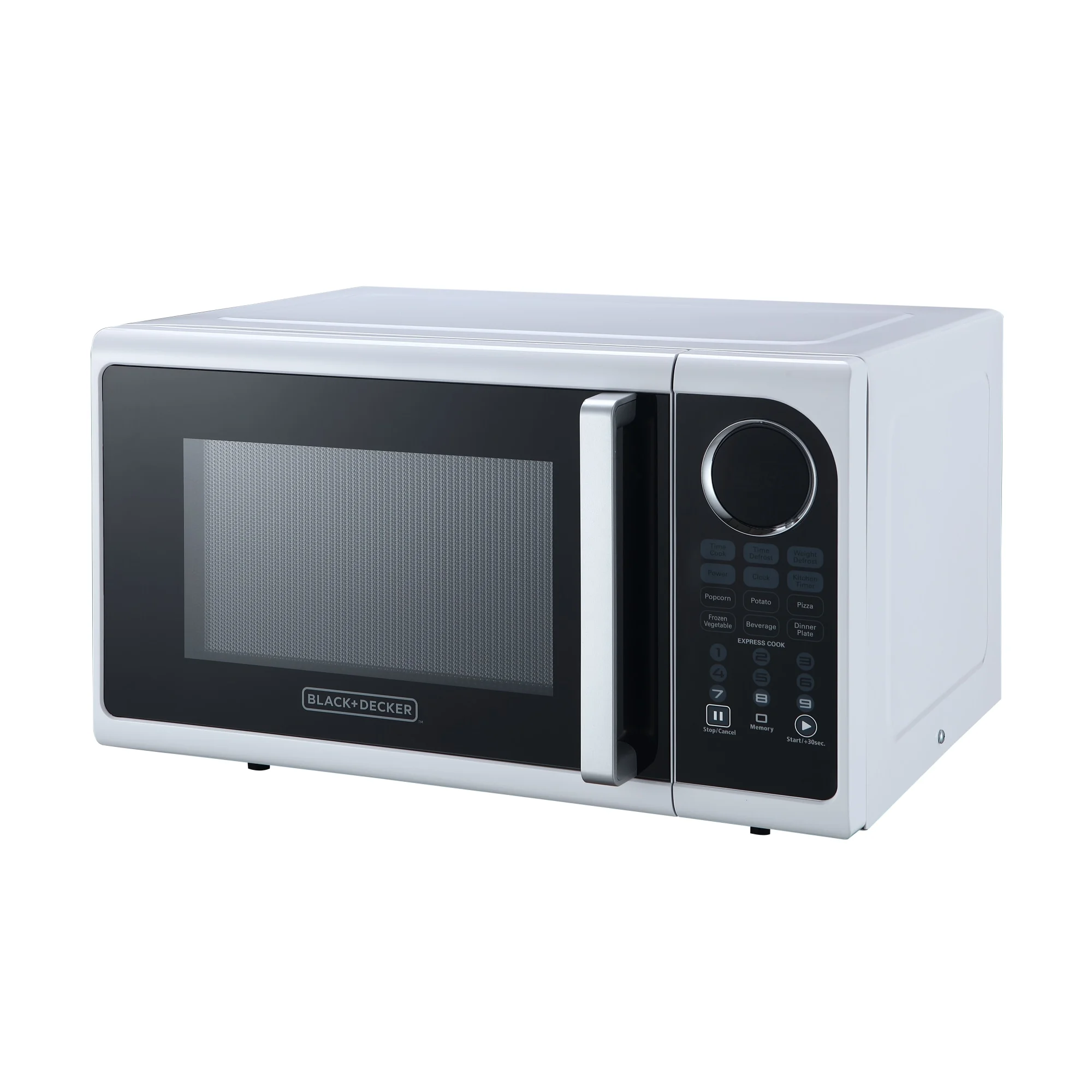 Black+Decker 0.9-Cu. Ft. Pull Handle Microwave, White