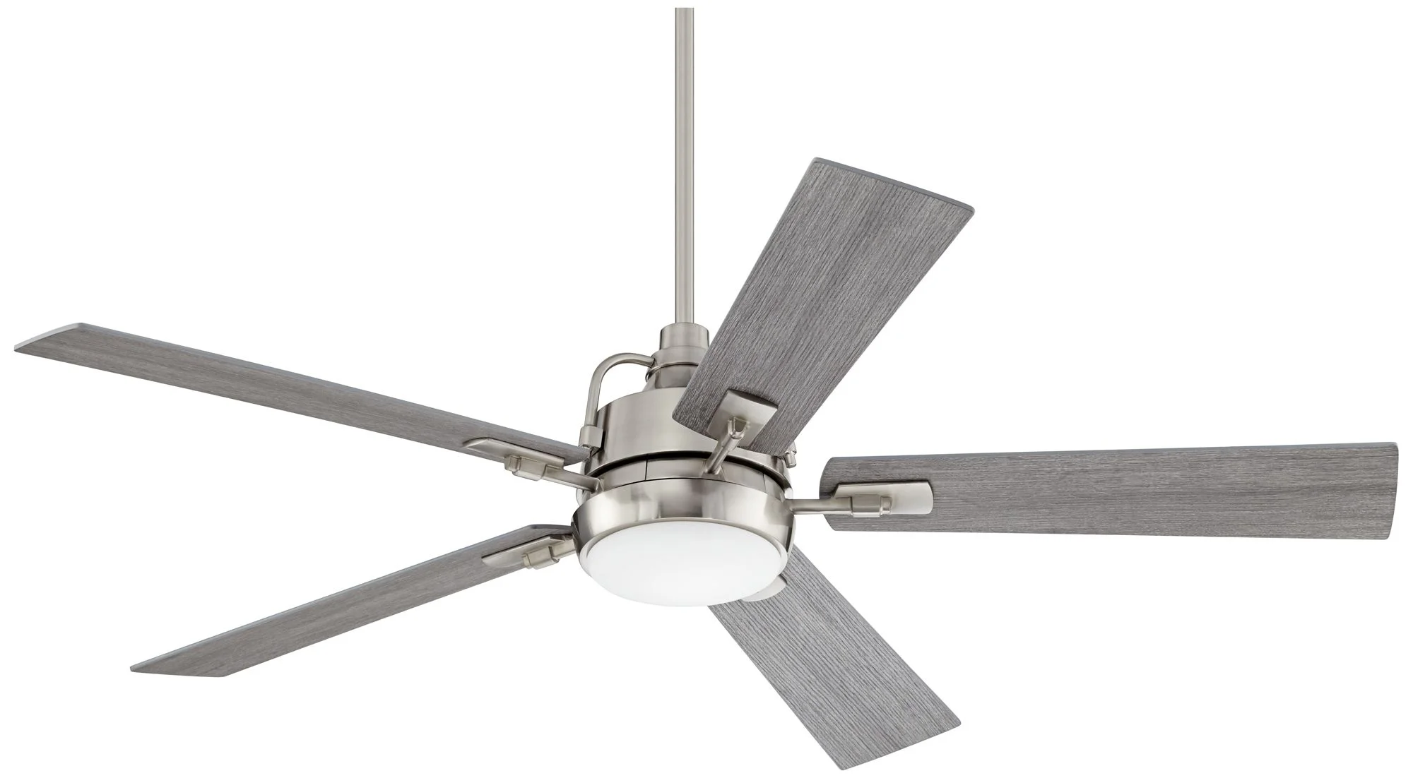 60' Casa Vieja Lemans Modern Industrial Indoor Ceiling Fan with Dimmable LED Light Remote Control Brushed Nickel Gray Oak Opal Glass for Living Room