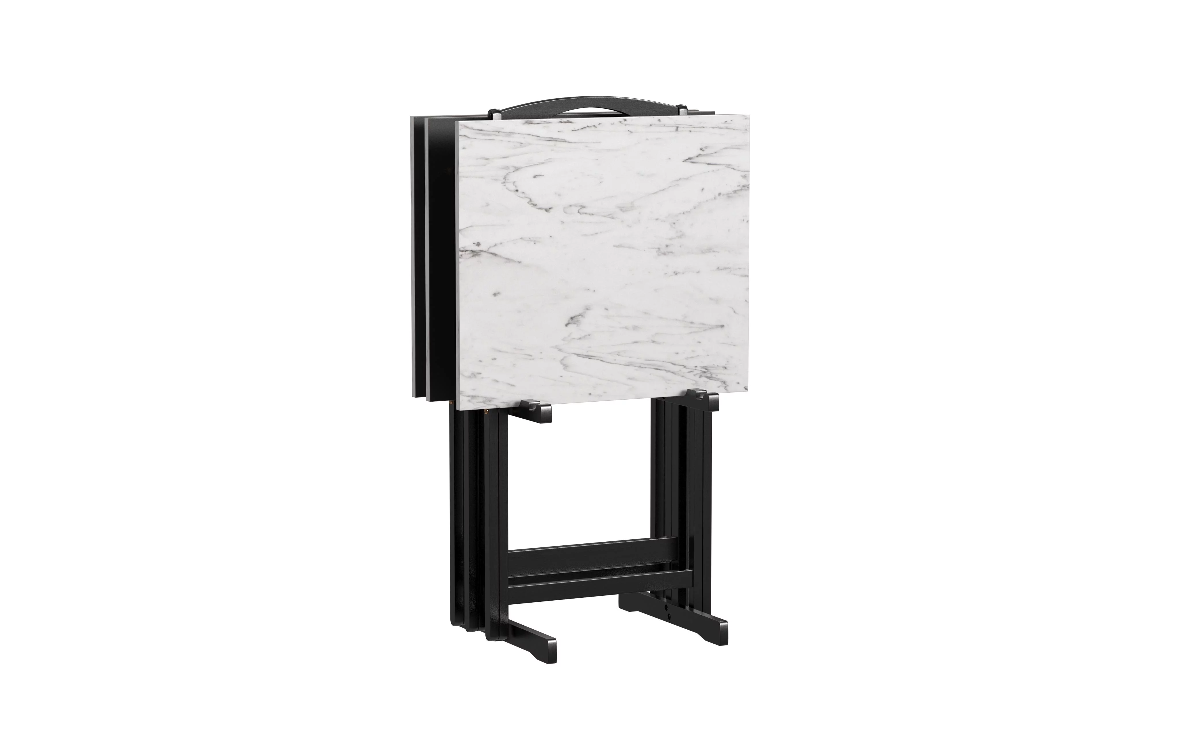 Hazel Grove Holton 5-piece Faux Marble Folding TV/ Snack Tray Table Set, White