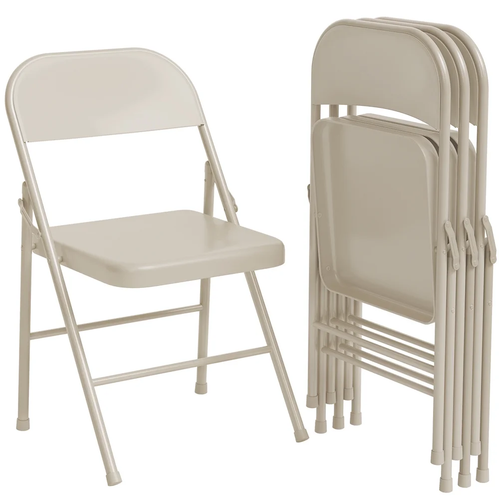 4pcs Metal Folding Chairs, 350 lbs Capacity, Versatile for Dining, Living, Office & Camping