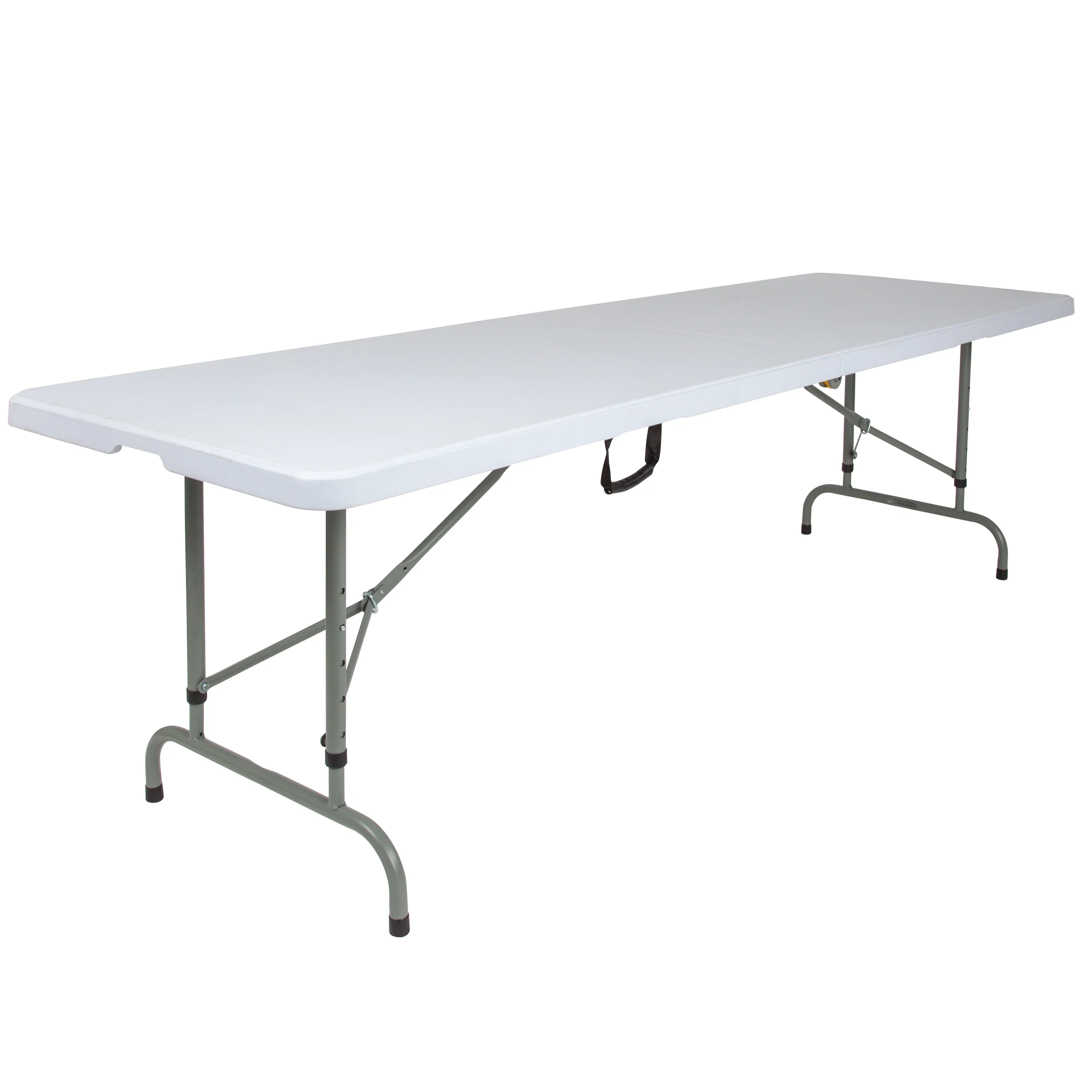 BizChair 8-Foot Height Adjustable Bi-Fold Granite White Plastic Banquet and Event Folding Table with Carrying Handle