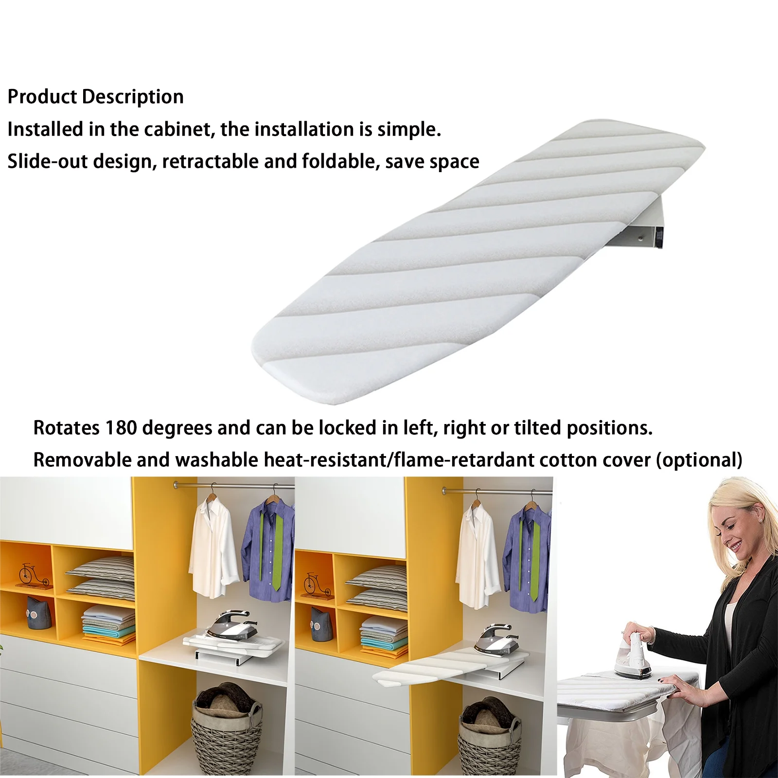 ANQIDI Portable Retractable Ironing Board Folding Ironing Board for Home, Laundry 37.6In
