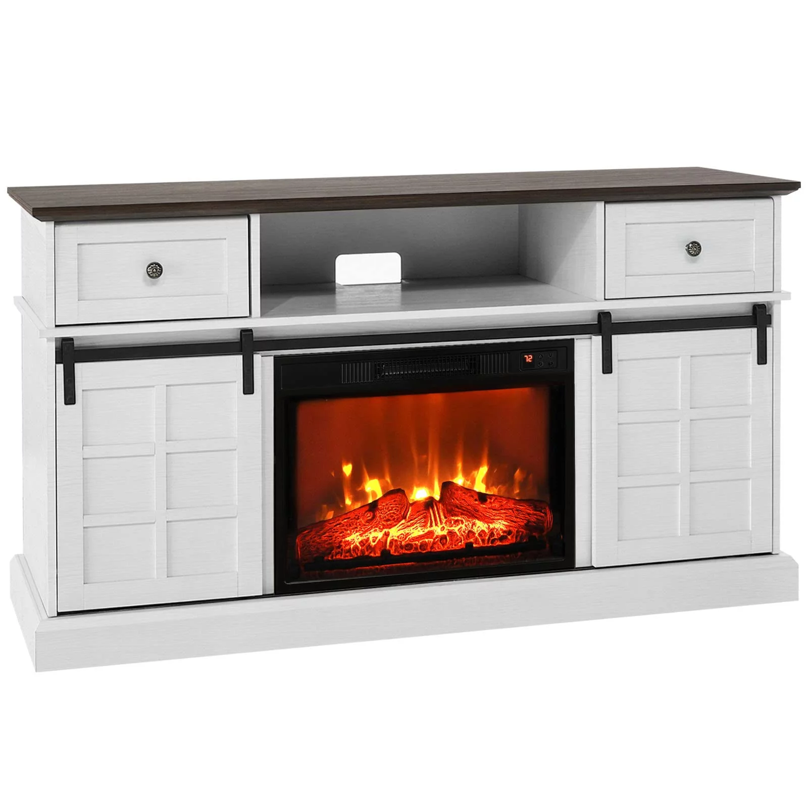 Fireplace TV Stand Entertainment Center for 65' TV Living Room White