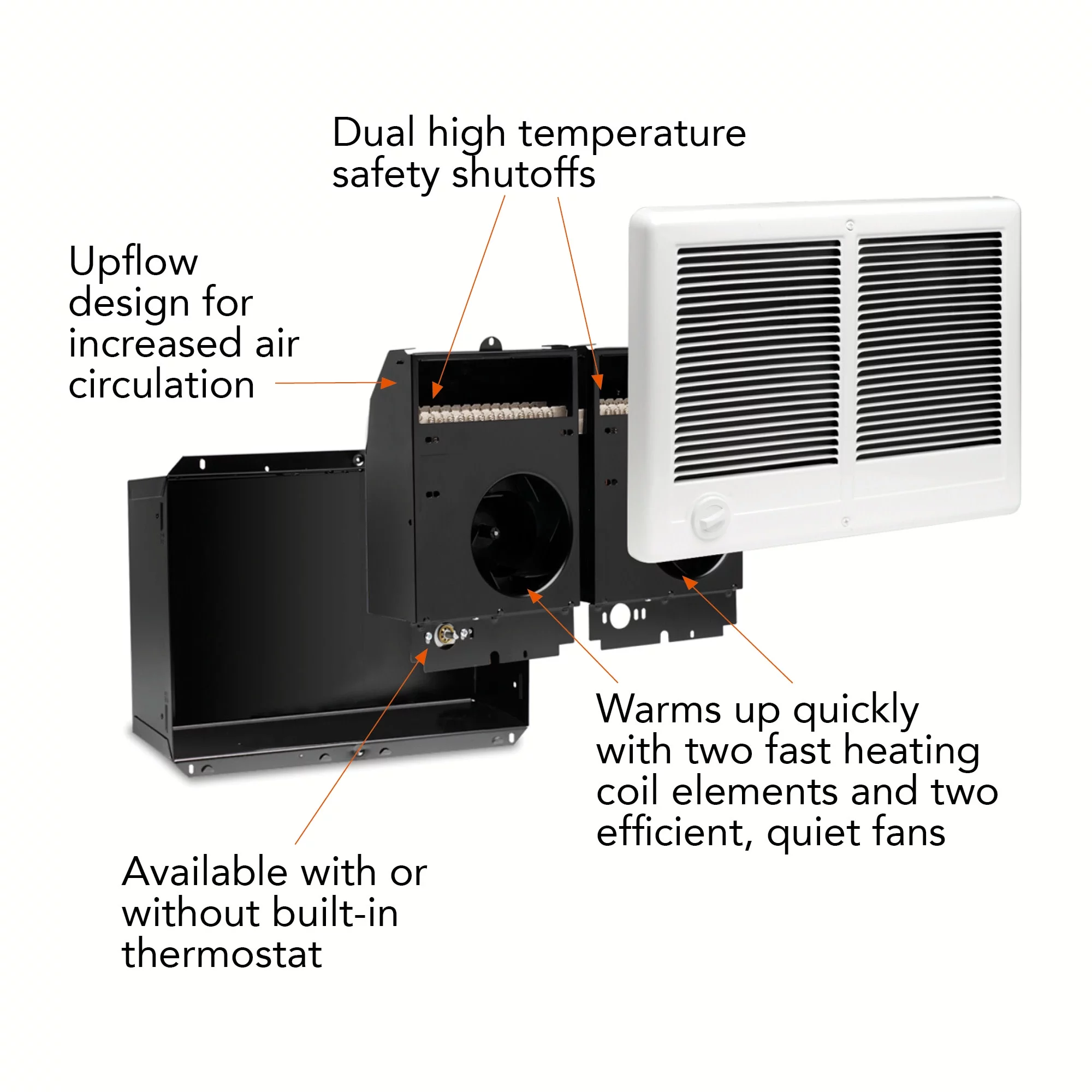 Cadet Com-Pak 4000W 240V Twin Complete Wall Heater with Thermostat, White 67527