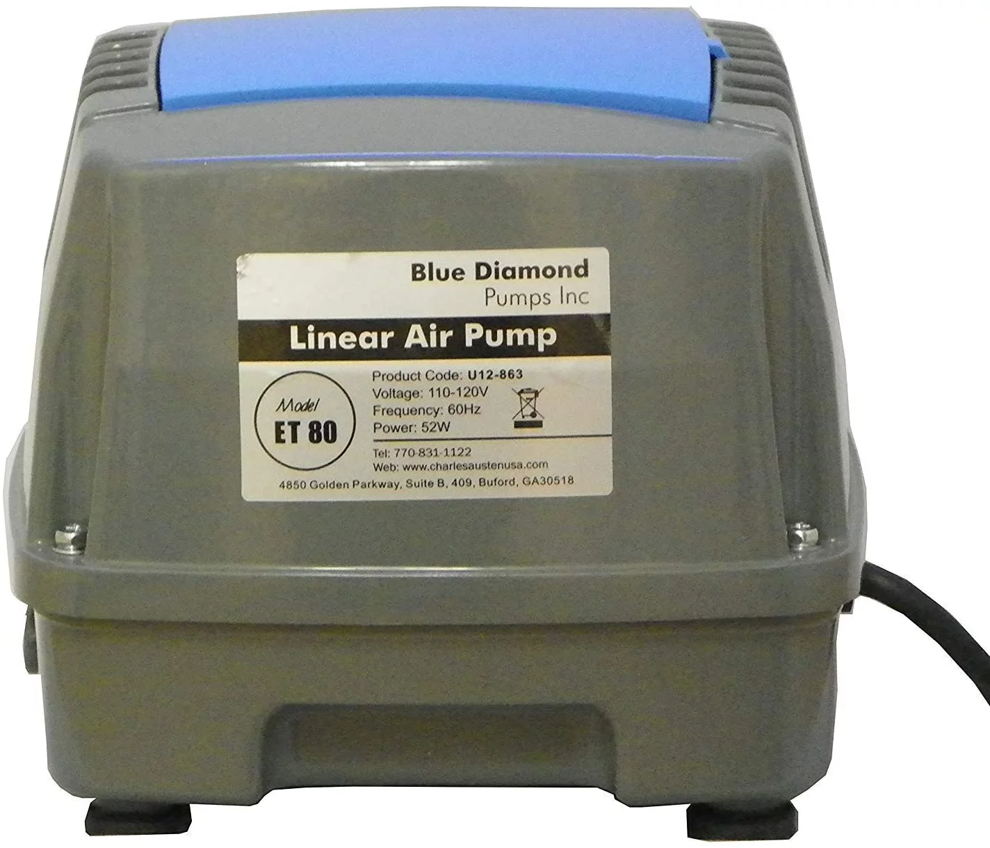 Bluediamond ET 80 Septic or Pond Linear Diaphragm Air Pump, Enviro Linear Air Blowers/Aerators Hogor