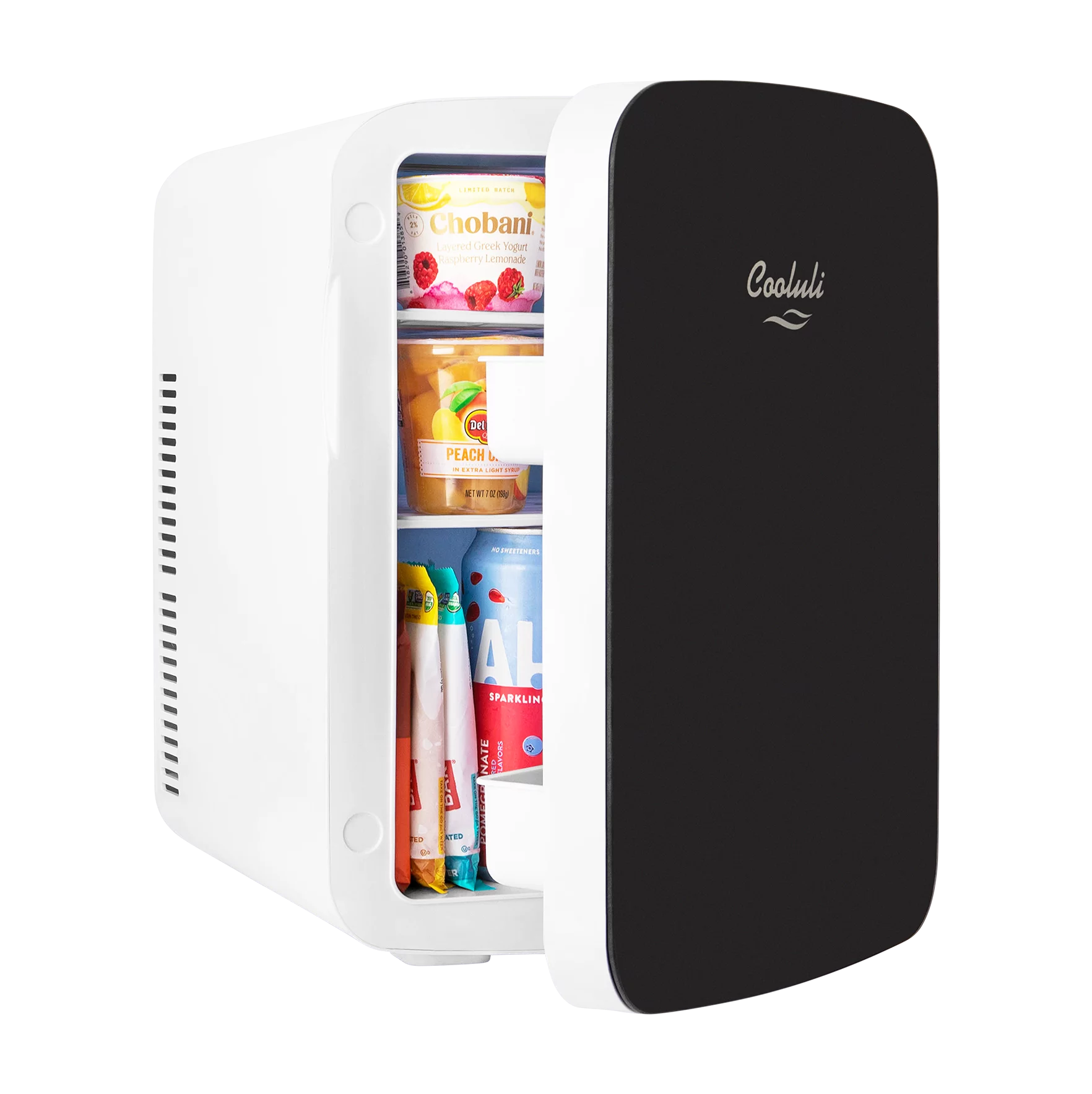 Cooluli Infinity Black 15 Liter Compact Portable Cooler Warmer Mini Fridge for Bedroom, Office, Dorm, Car - Great for Skincare & Cosmetics (110-240V/12V)