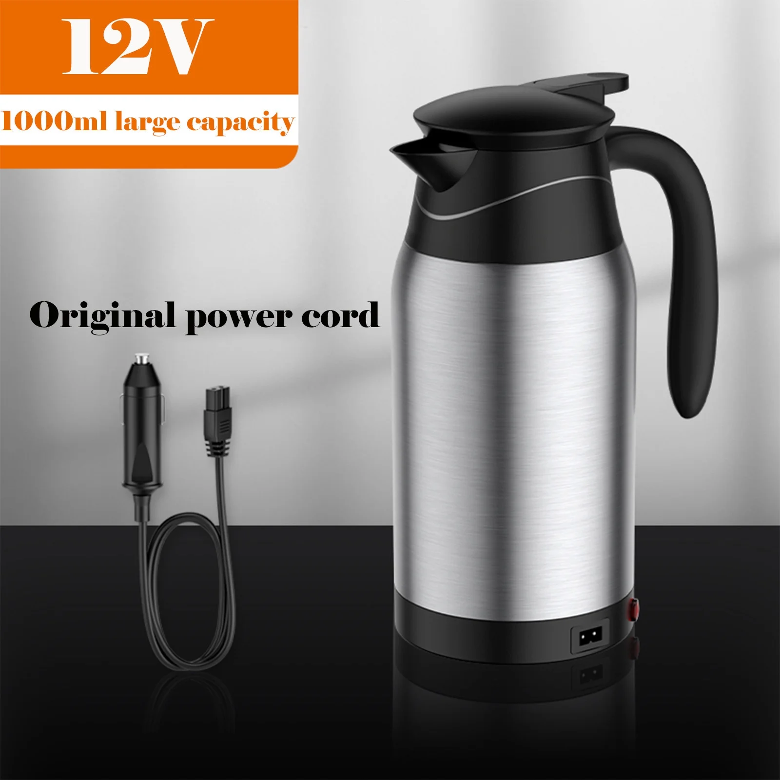 12V 1000ml Car Electric Heated Mug Water Kettle Steel Cup Car Heating Kettle