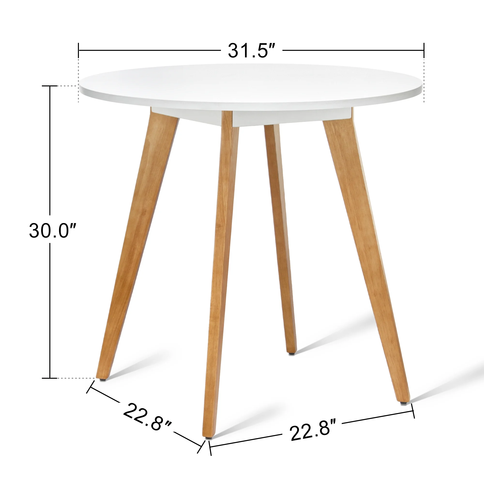 Kithkasa 31.5' Modern Round Dining Table,Wood Legged,2 to 4 Persons,White