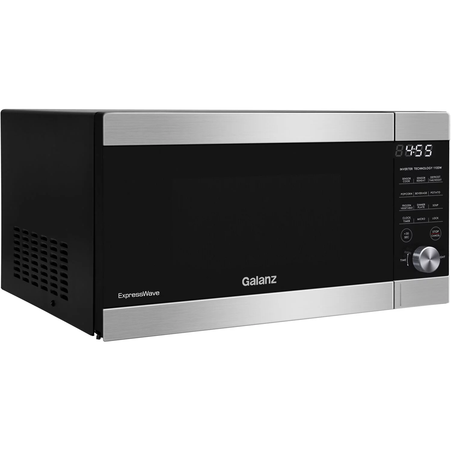 Galanz Microwave Oven ExpressWave with Patented Inverter Technology, Sensor Cook & Sensor Reheat, 10 Variable Power Levels, Express Cooking Knob, 1100W 1.6 Cu Ft Stainless Steel