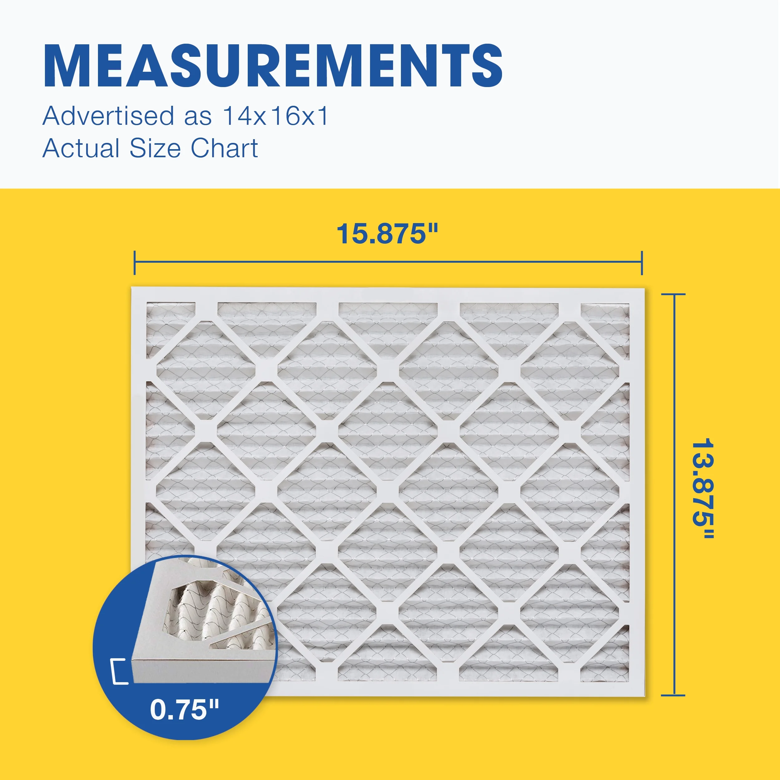 Aerostar 14x16x1 MERV 13 Pleated Air Filter, AC Furnace Air Filter, 6 Pack