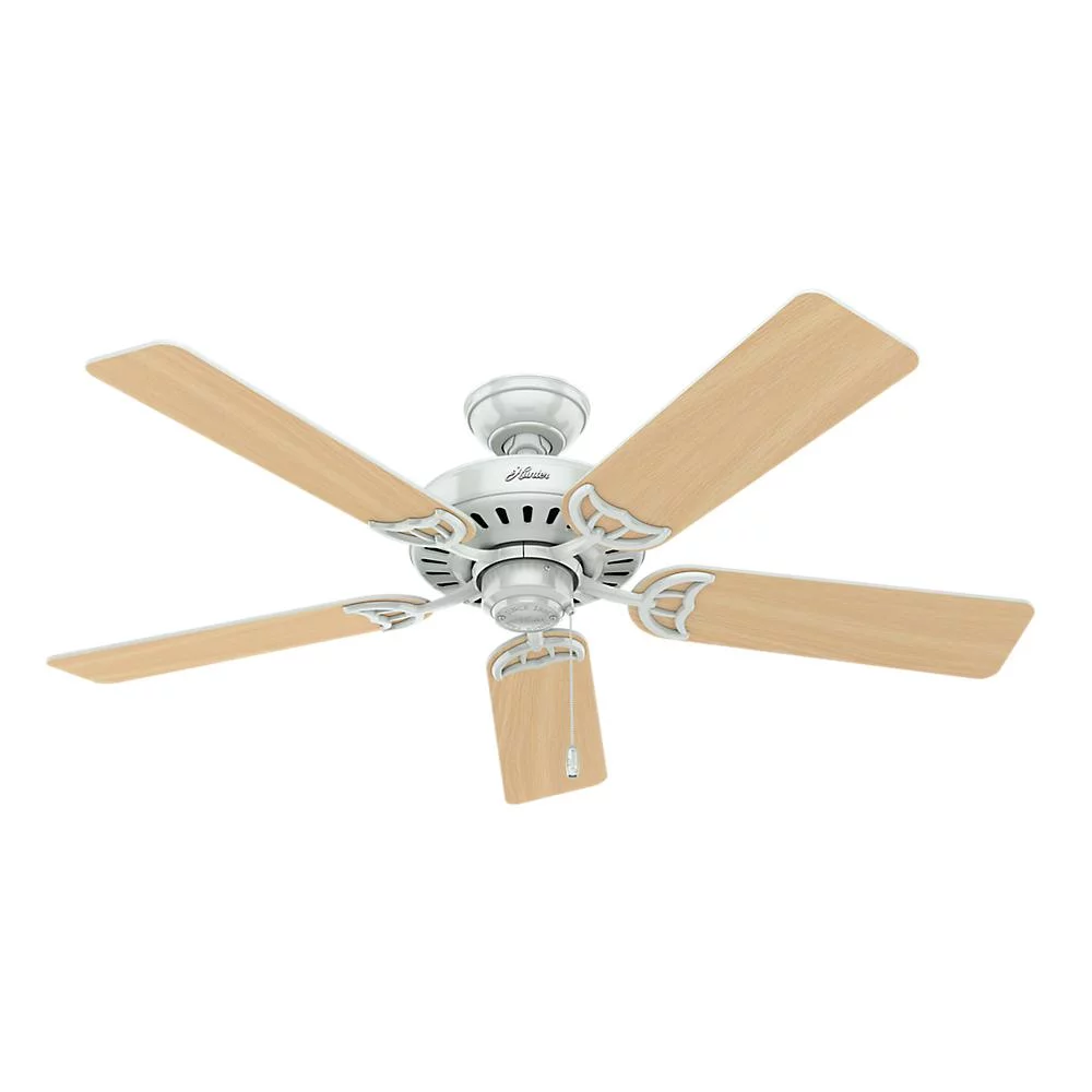 Hunter 52' Studio Series White Ceiling Fan with Light Kit and Pull Chain