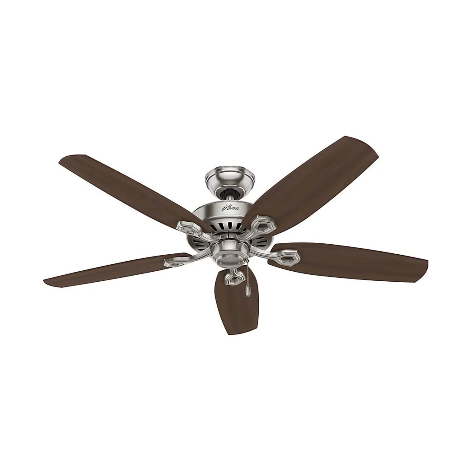 Hunter Builder Deluxe 52' Ceiling Fan w/ LED Light Pull Chain, Brushed Nickel