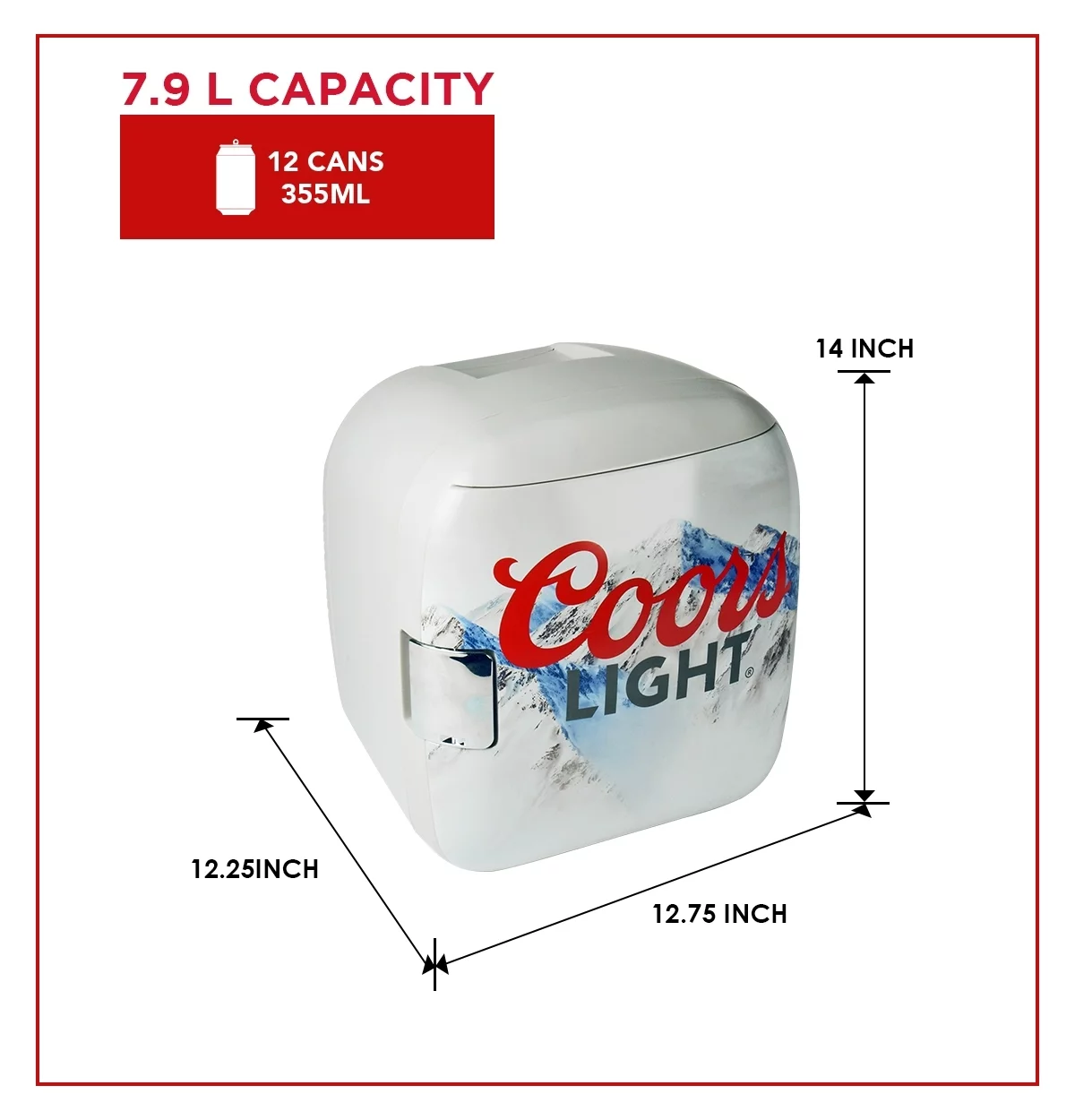 Coors Light Rocky Mountain Portable 12 Can Thermoelectric Mini Fridge Cooler