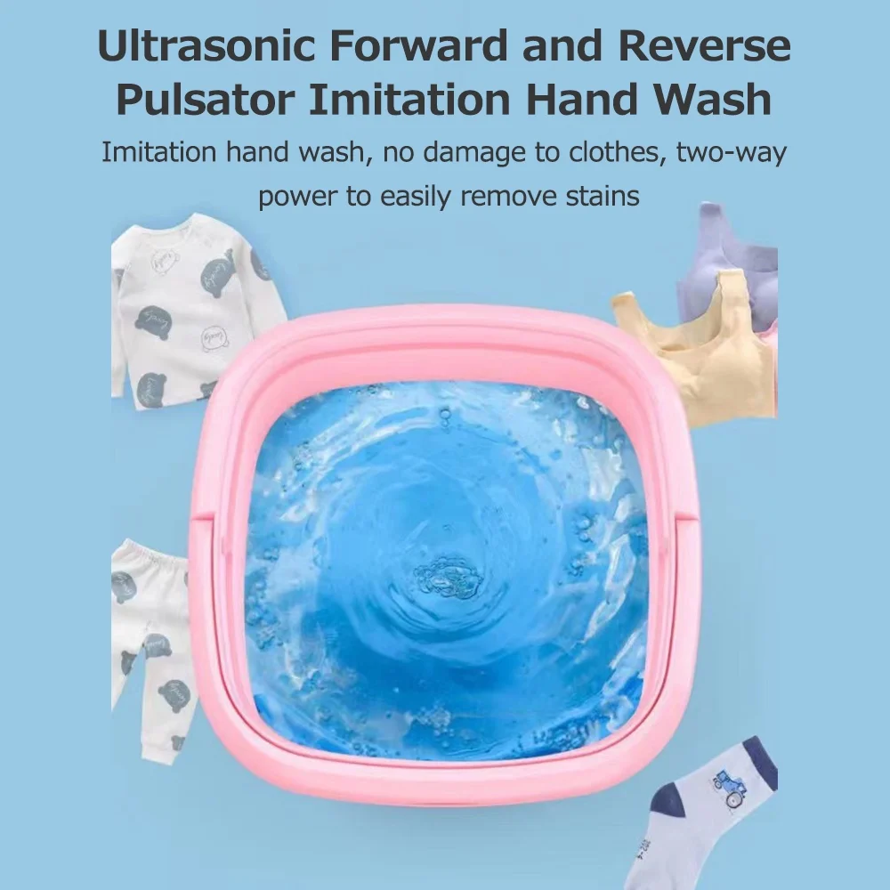 Compact Household Washing Machine - Portable, Automatic, Dual-Purpose Forward and Reverse Pulsator, Imitation Hand Wash with Drain Hole, Also Suitable for Fruit Washing