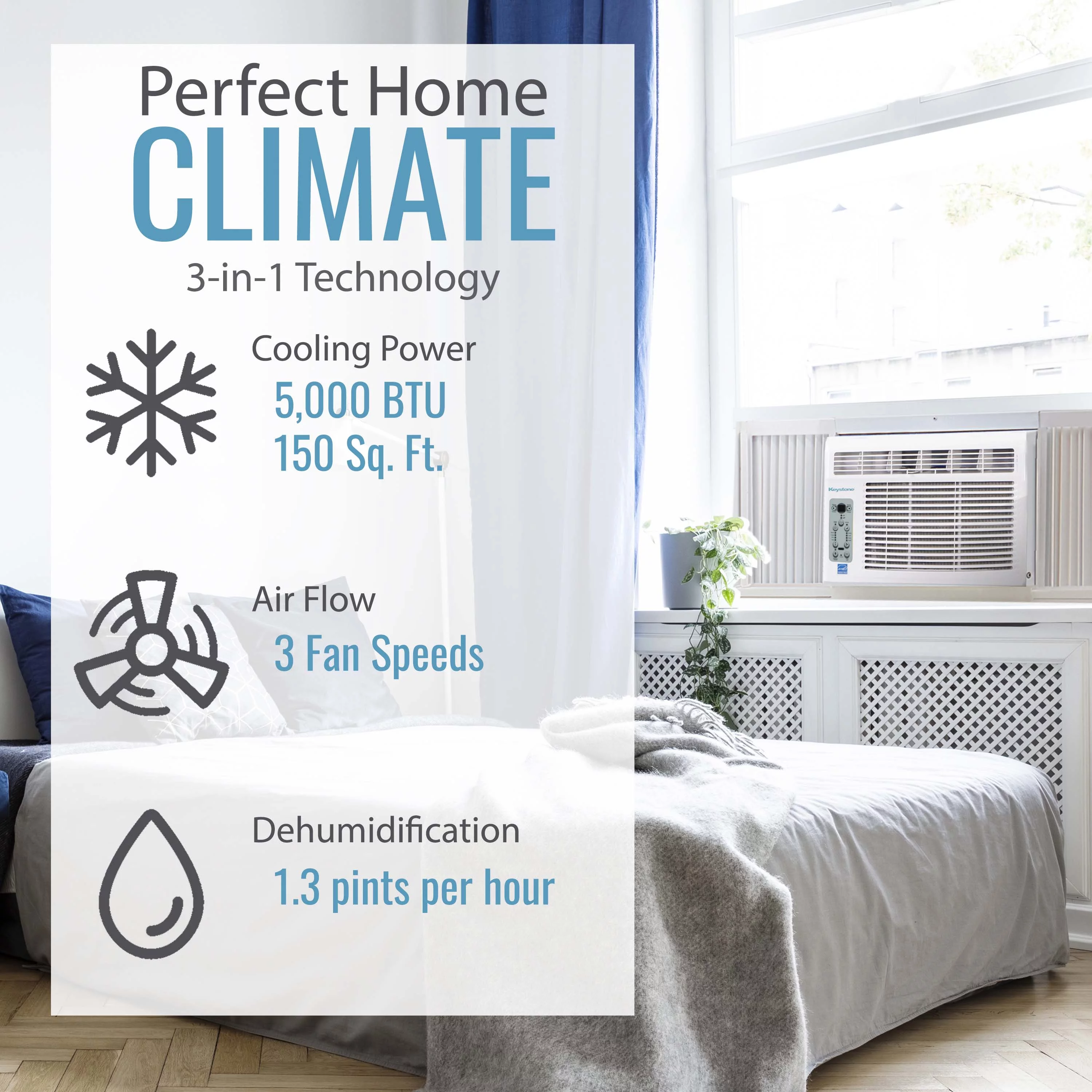 Keystone 5,000 BTU 115-volt Window Air Conditioner, White, KSTAW05CE
