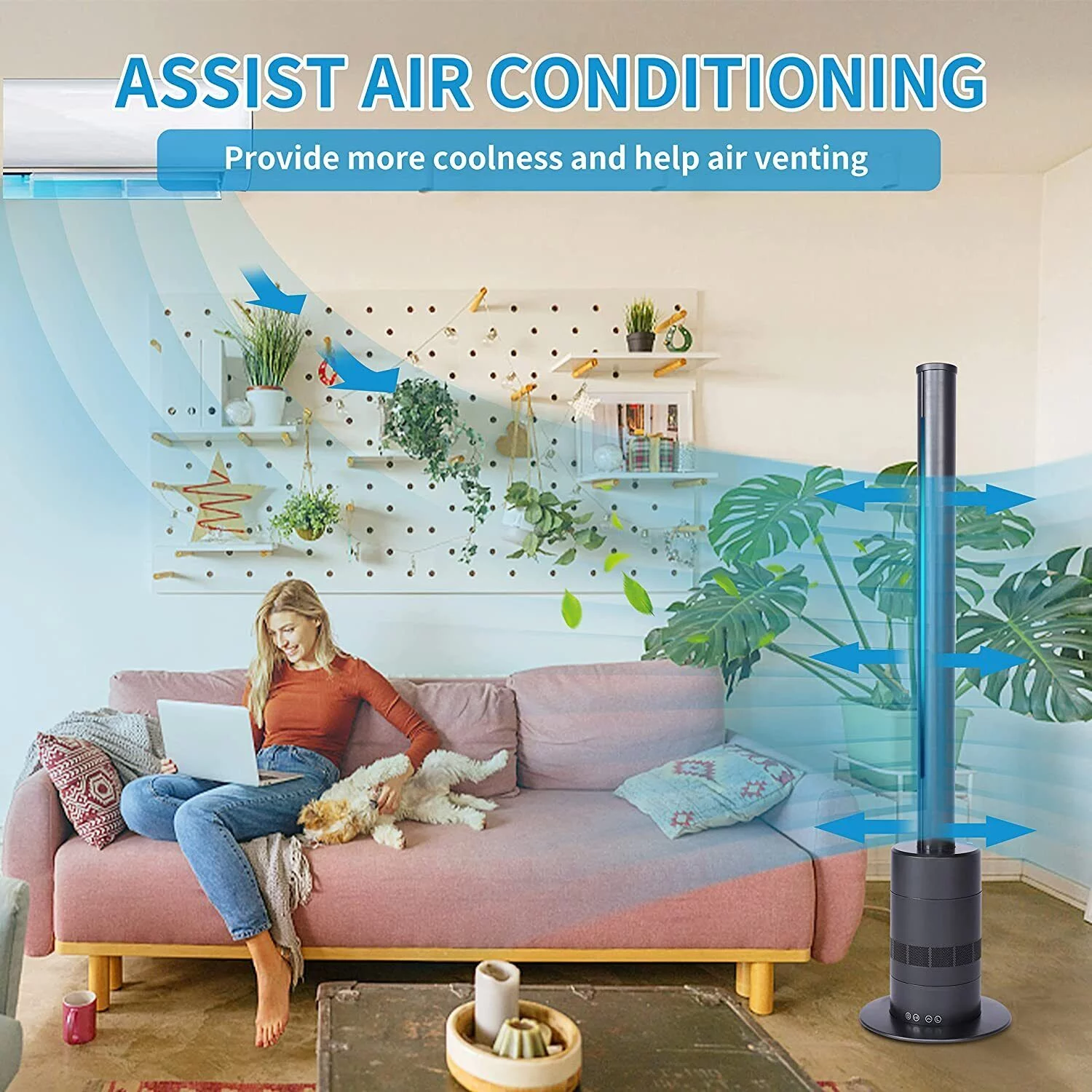 HealSmart 40-inch Tower Fans, 71��Oscillating Bladeless Fan with Remote Control,Black