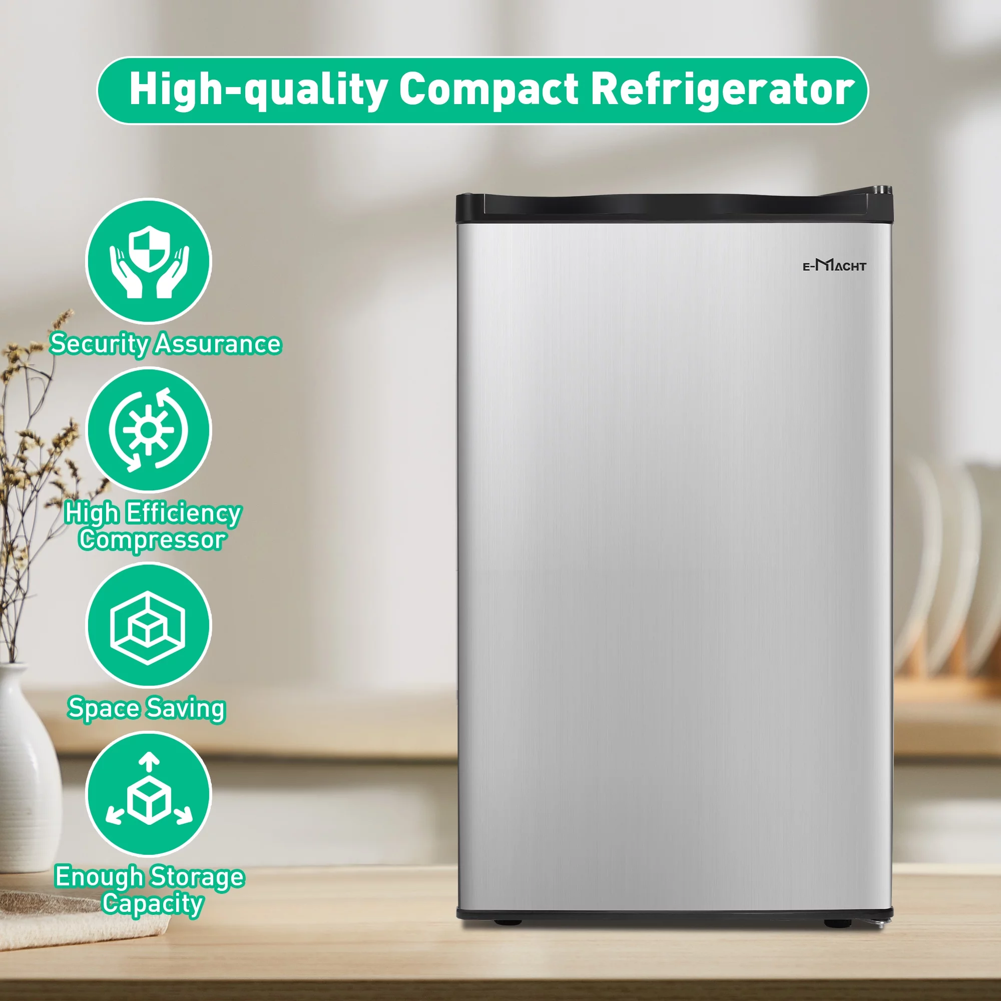 3.2 Cu.Ft. Mini Fridge with Freezer, Single Door Compact Refrigerator with Reversible Door, Adjustable Legs&Thermostat Control, Removable Shelf, Small Fridge Perfect for Home/Dorm/Office/Apartment