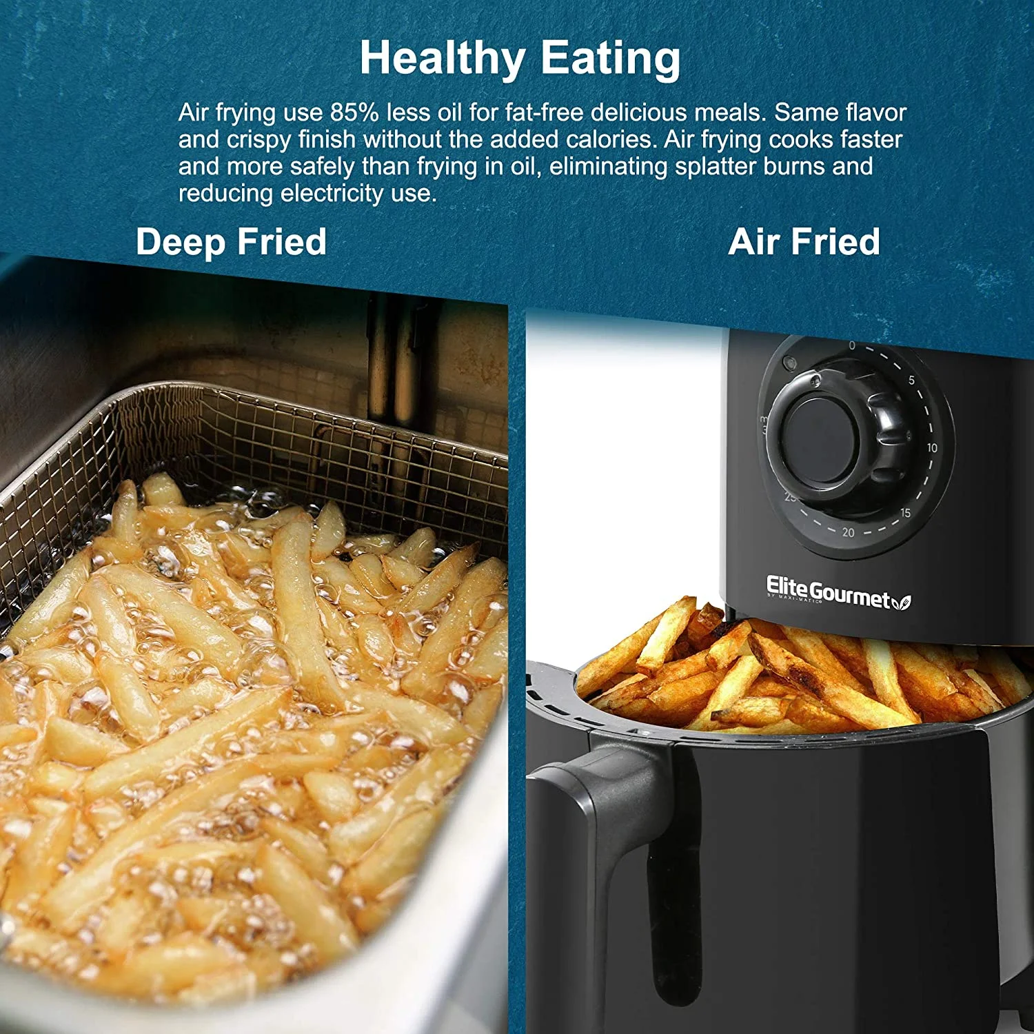 Elite Gourmet Personal 1.1 Qt. Compact Electric Hot Air Fryer