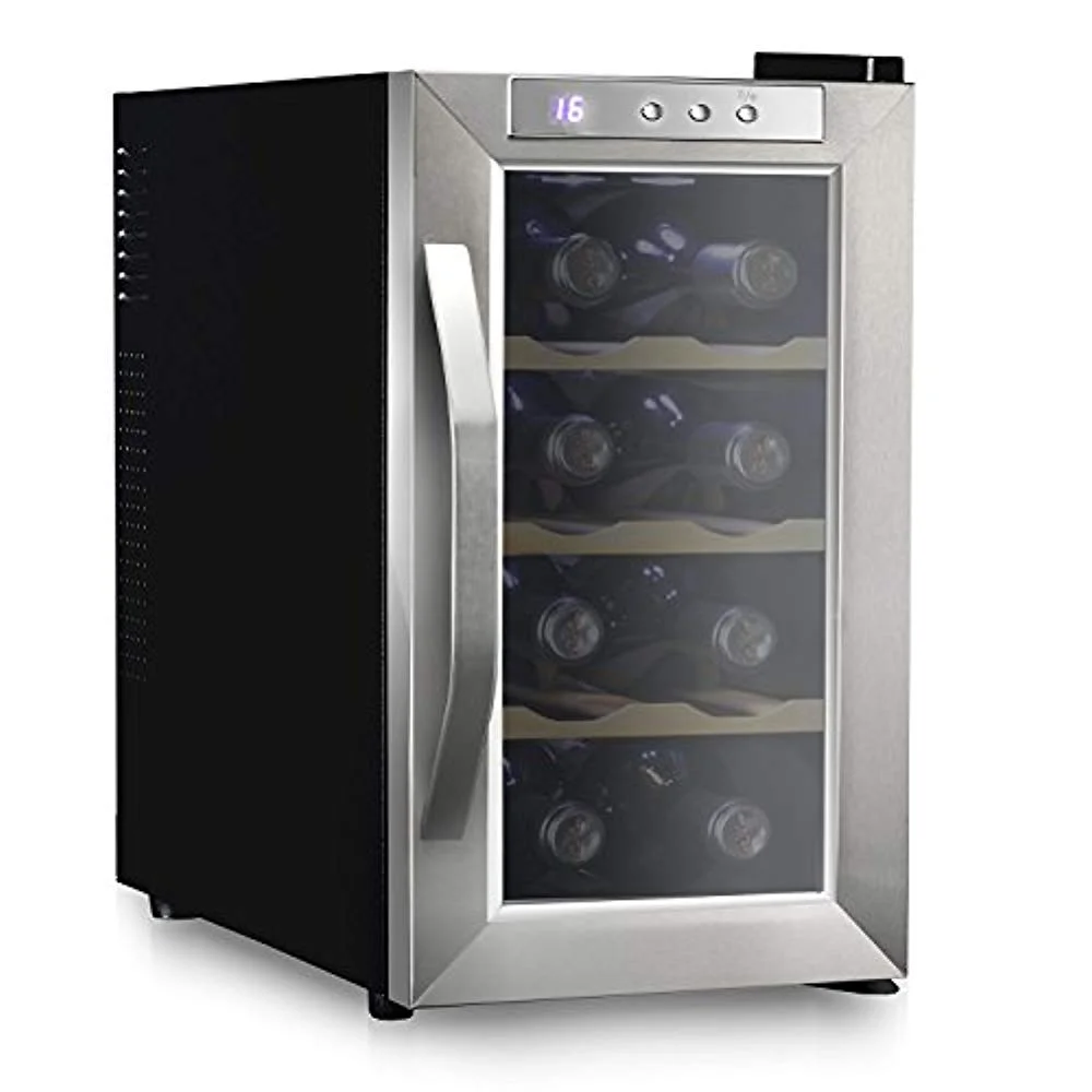 Ivation 8 Bottle Premium Thermoelectric Freestanding Wine Cooler/Fridge - Stainless Steel with Wood Shelves