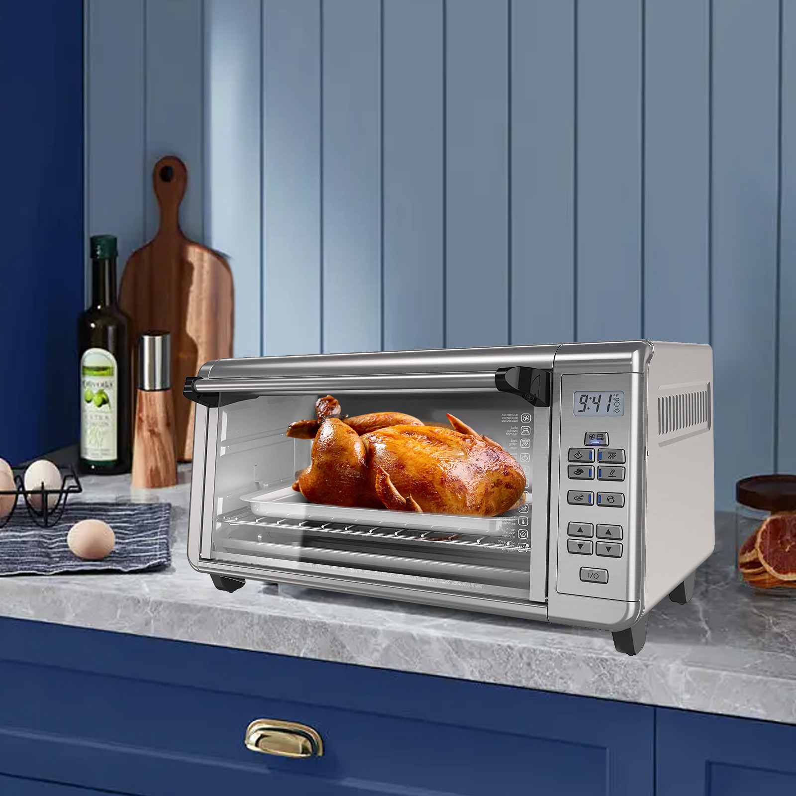8-Slice Countertop Toaster Oven - for Bake Broil and Toast (Stainless Steel)