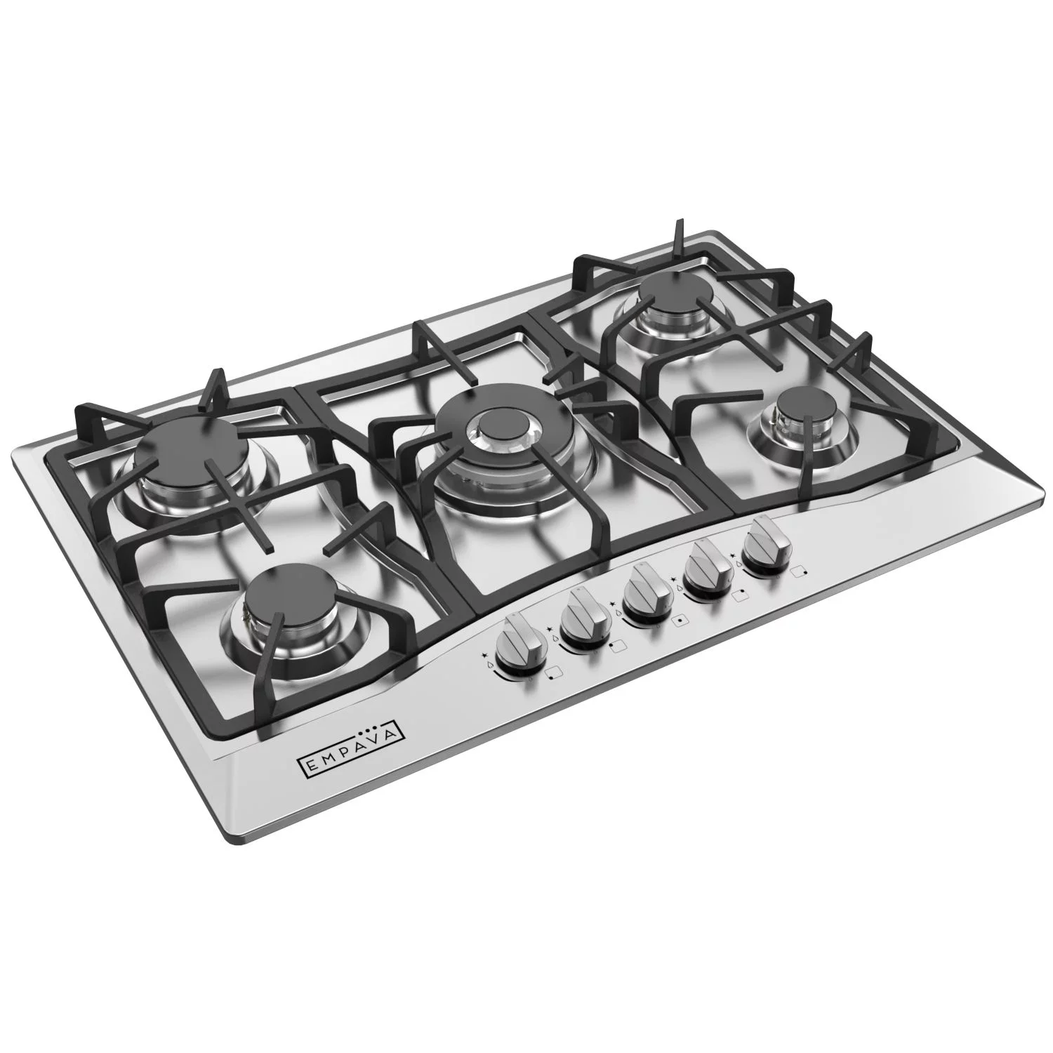 Empava 30 in. Gas Stove Cooktop with 5 3rd Gen Italy Sabaf Sealed Burners in Stainless Steel , EMV-30GC21