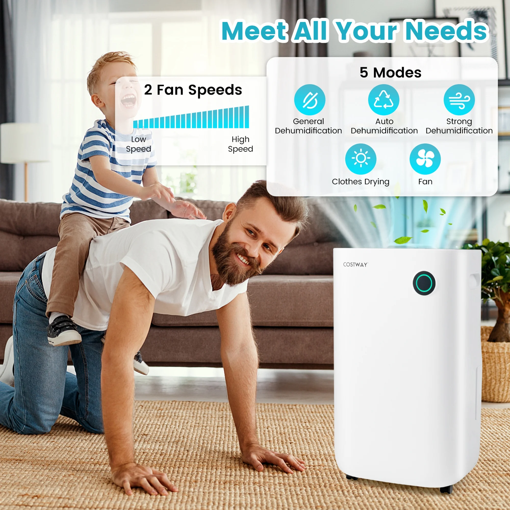 Costway 4500 Sq. Ft Dehumidifier for Home & Basements, 73-Pint Quiet Dehumidifier with 5 Modes