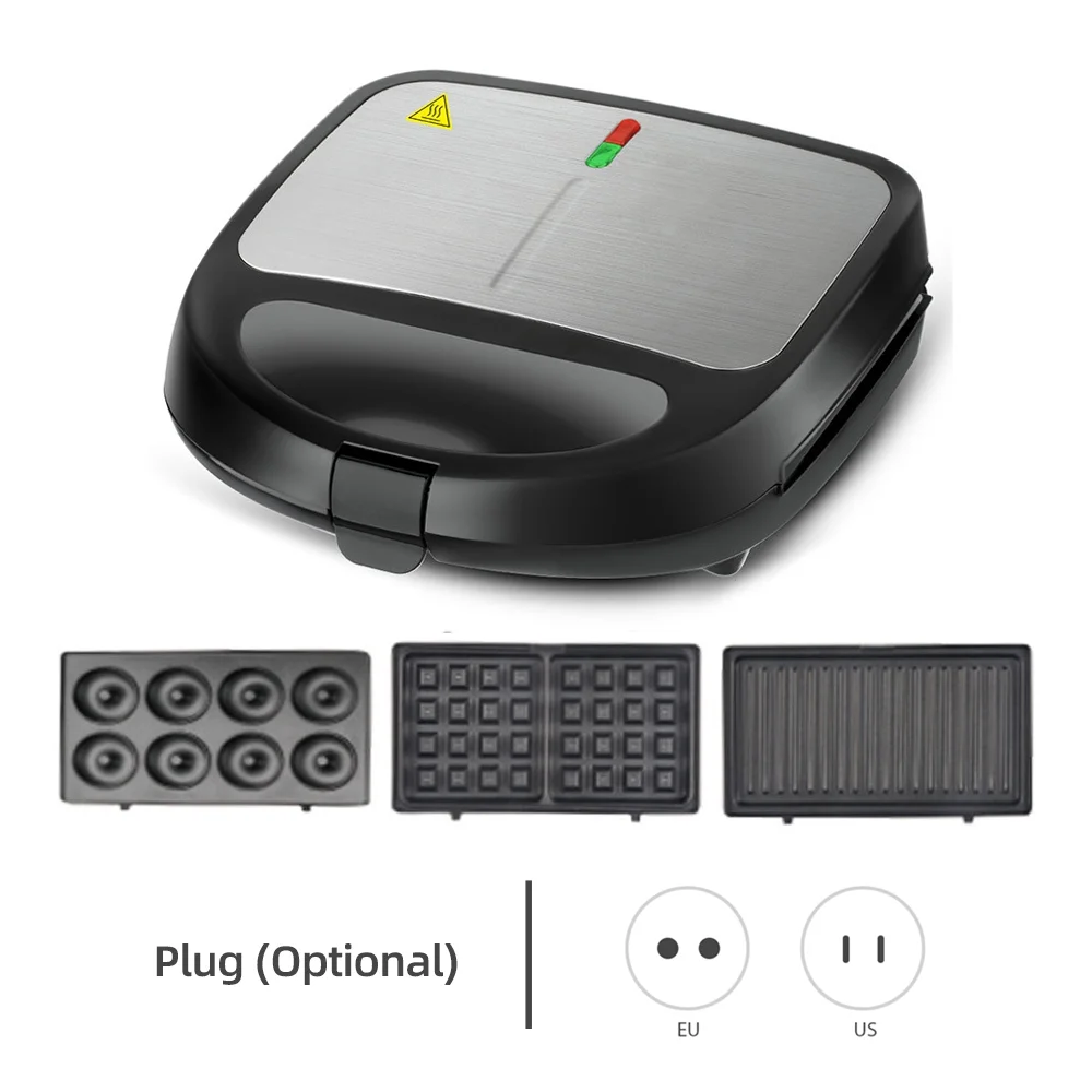 Breakfast Machine,Sided Waffle Removable Non-stick Maker Sandwich Dsfen Sandwich Maker With Maker And Panini 3-set Removable Panini Press 3 In 1 Waffle With Stick Plates Sided Non Stick Plates