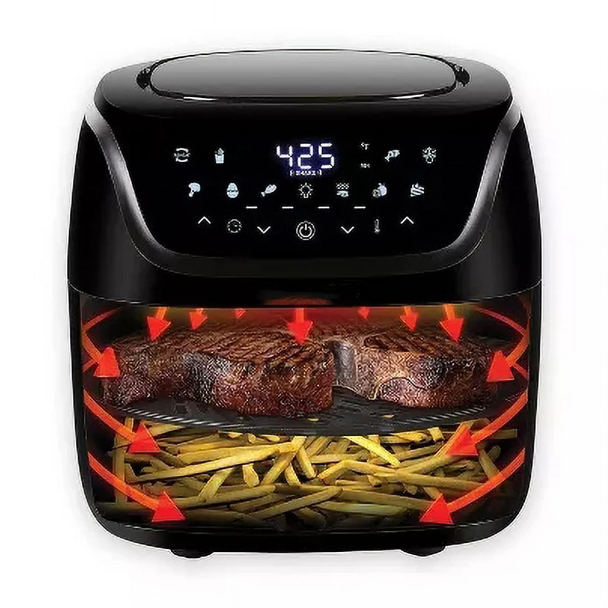 JAL 4-Quart Air Fryer, Single Touch LED Panel with 10 Custom Presets - Black