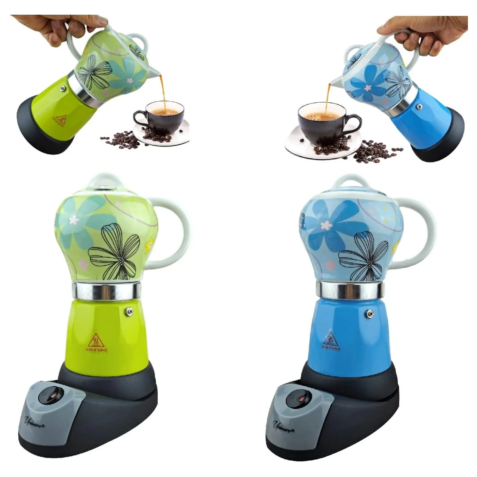 6 Cup Uniware Professional Electric Espresso/Moka Coffee Maker (Green)