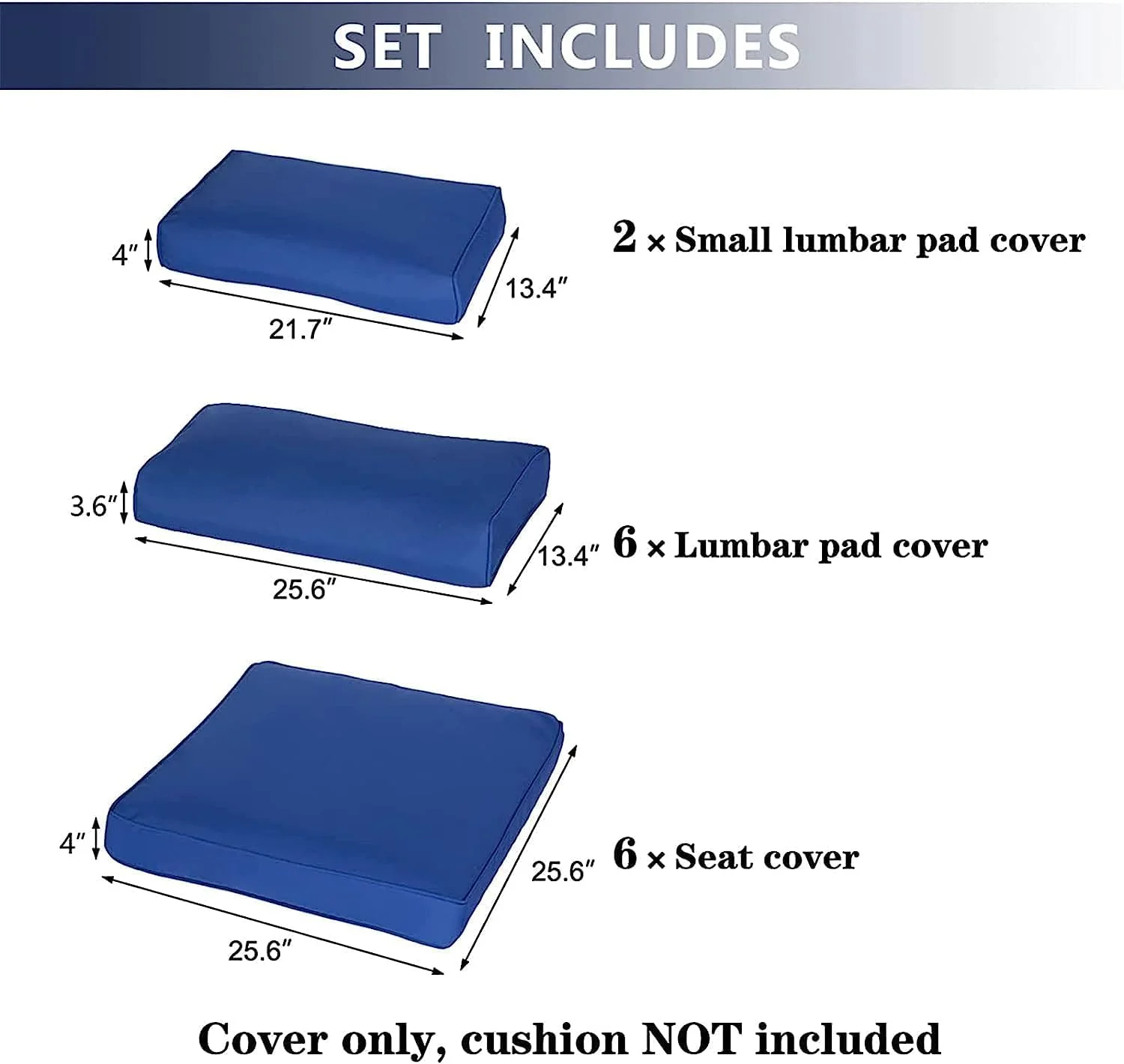 Kinbor 7 Pcs Outdoor Patio Wicker Sofa Chair Washable Cushions Pillow Replacement Covers for Seat&Back, Dark Blue