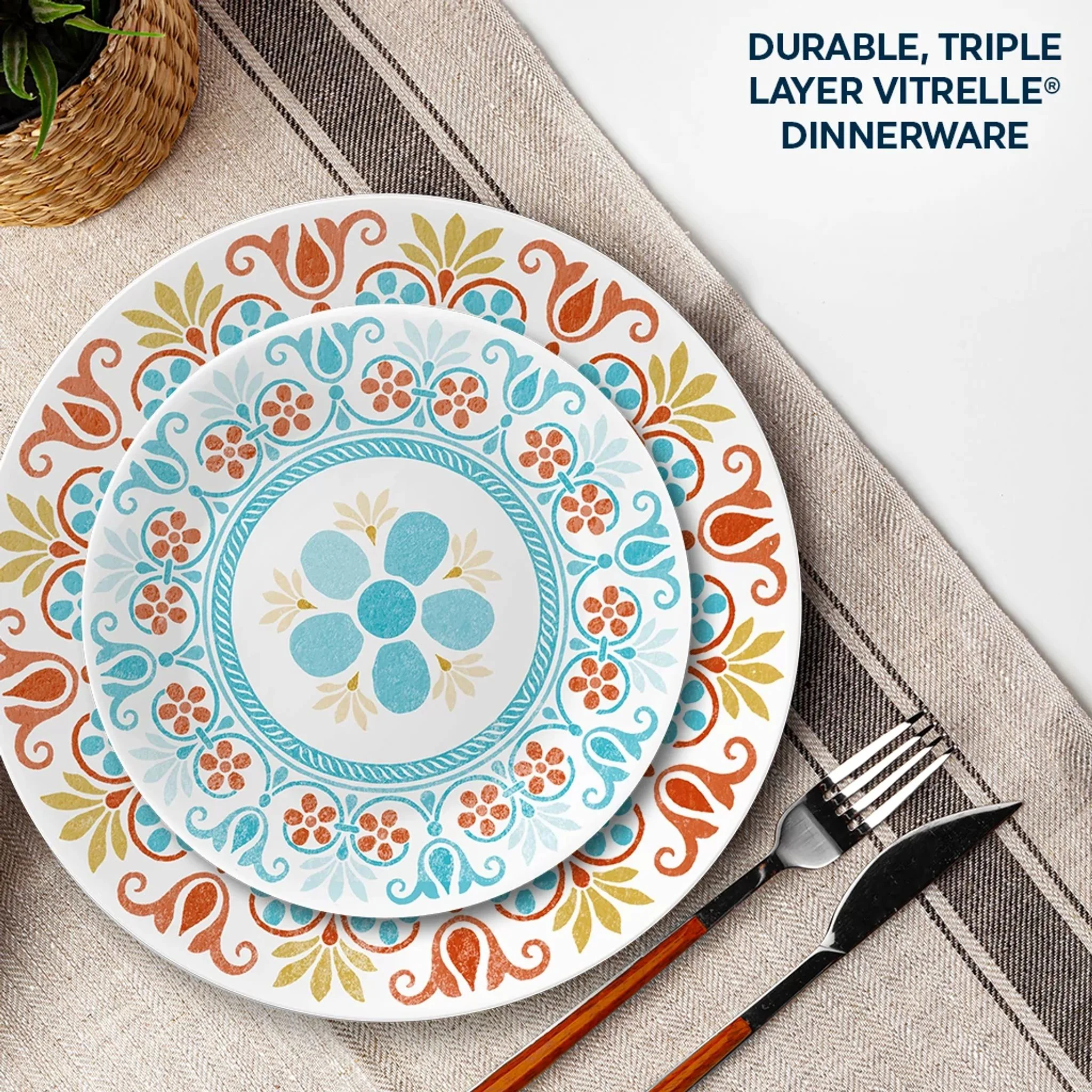 Corelle Global Collection Terracotta Dreams 18-piece Dinnerware Set, Service for 6