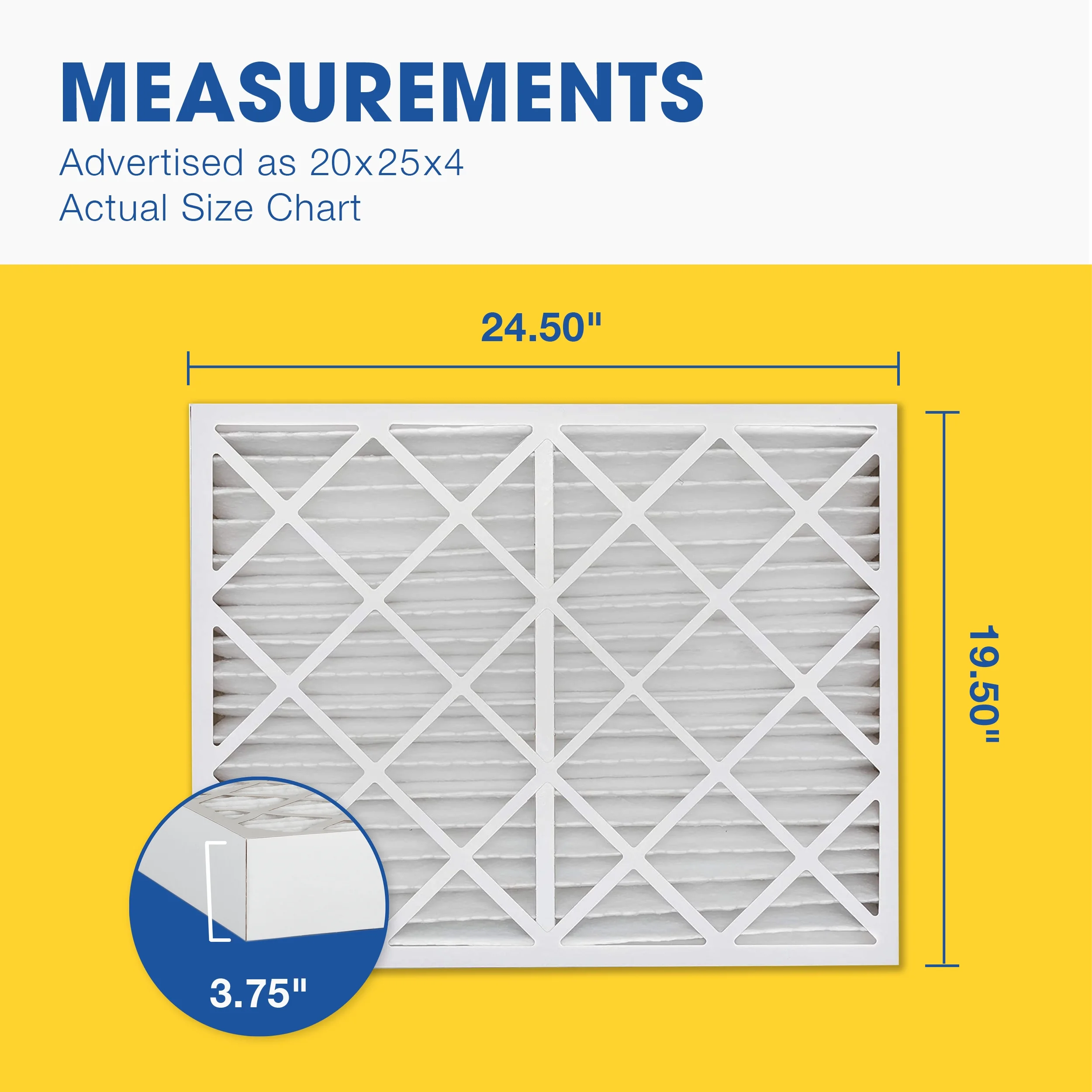Aerostar 20x25x4 MERV 8 Pleated Air Filter, AC Furnace Air Filter, 6 Pack