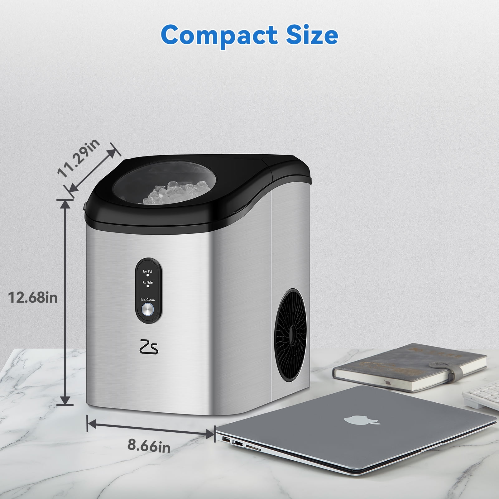 2024 Summer New Compact Nugget Ice Maker, 33 lbs/Day Countertop Ice Maker with Soft Chewy Pellet Ice, Pebble Ice Machine with Ice Scoop & Basket, 6 Minutes Ice Making, One-Click Operation, Low Noise