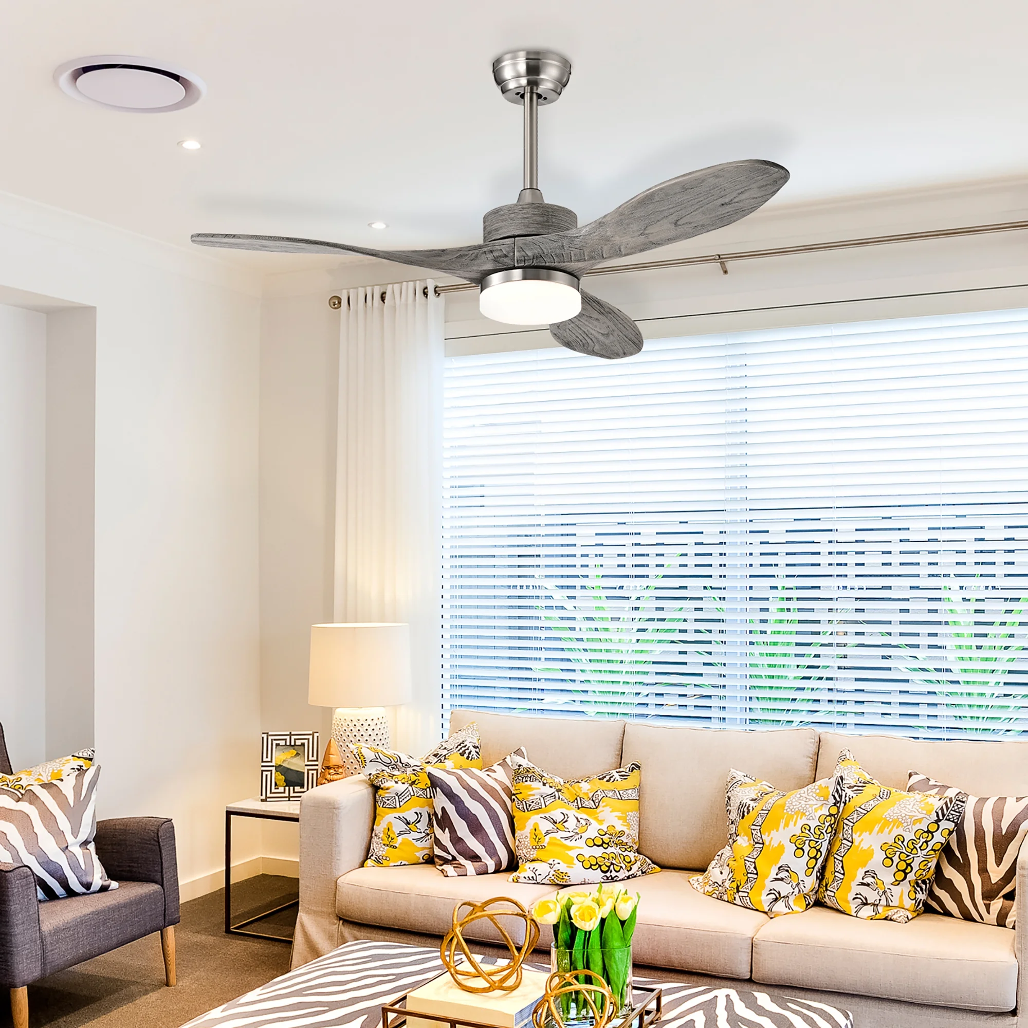 Costway 48 Inch Reversible Ceiling Fan w/ LED Light, Remote Control, 6 Speeds & 8H Timer