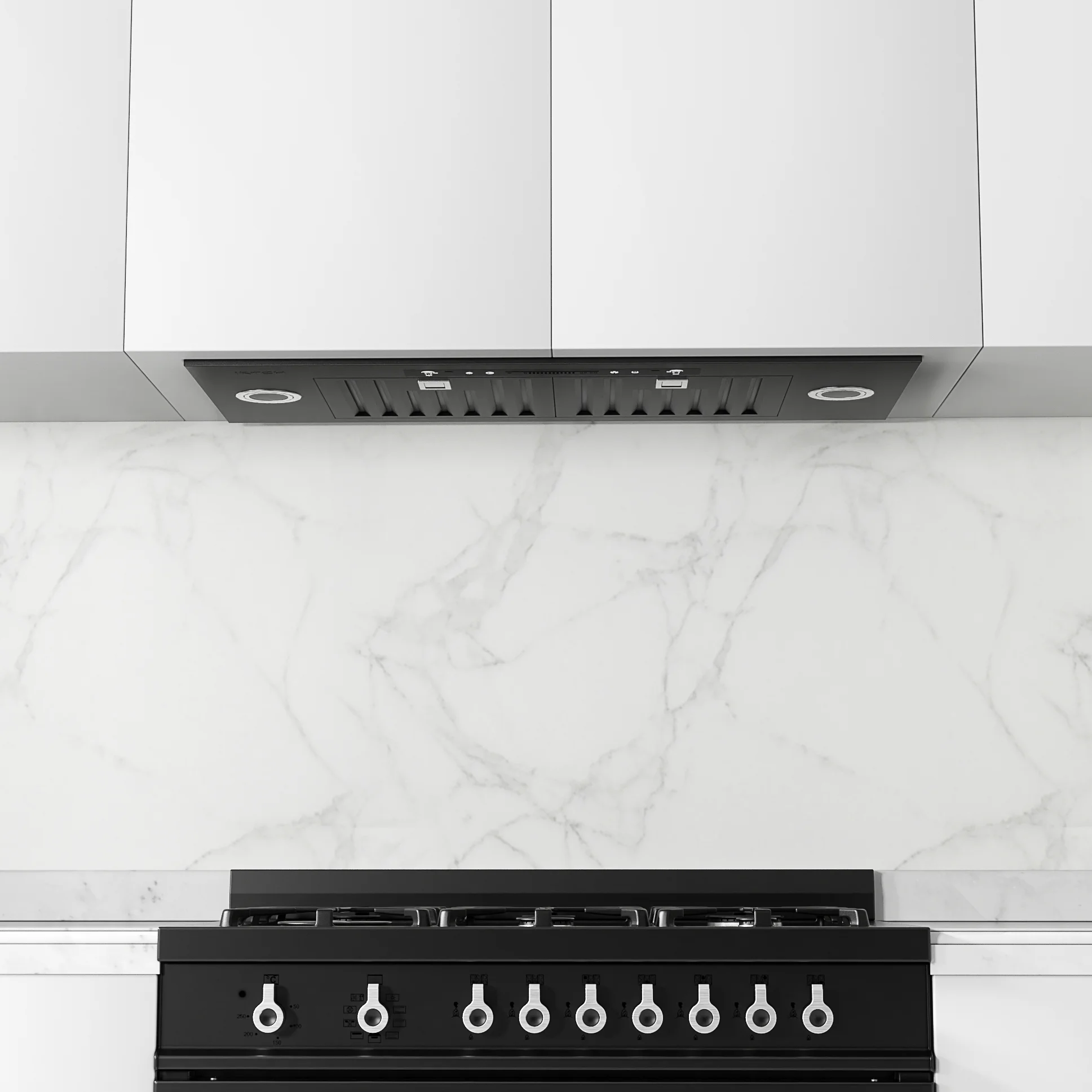 IKTCH 28 inch Black Built-in/Insert Range Hoods, 900 CFM Ducted/Ductless Stainless Steel Kitchen Vent Hood with 4 Speed Gesture Sensing&Touch Control Panel