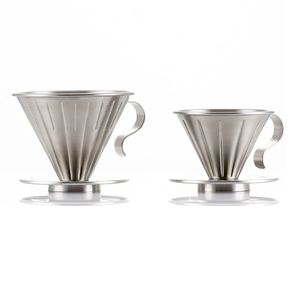 3 Pieces Coffee Drip Filter Cup Pour Over Maker Tea Strainer Machine Stainless Steel Mesh