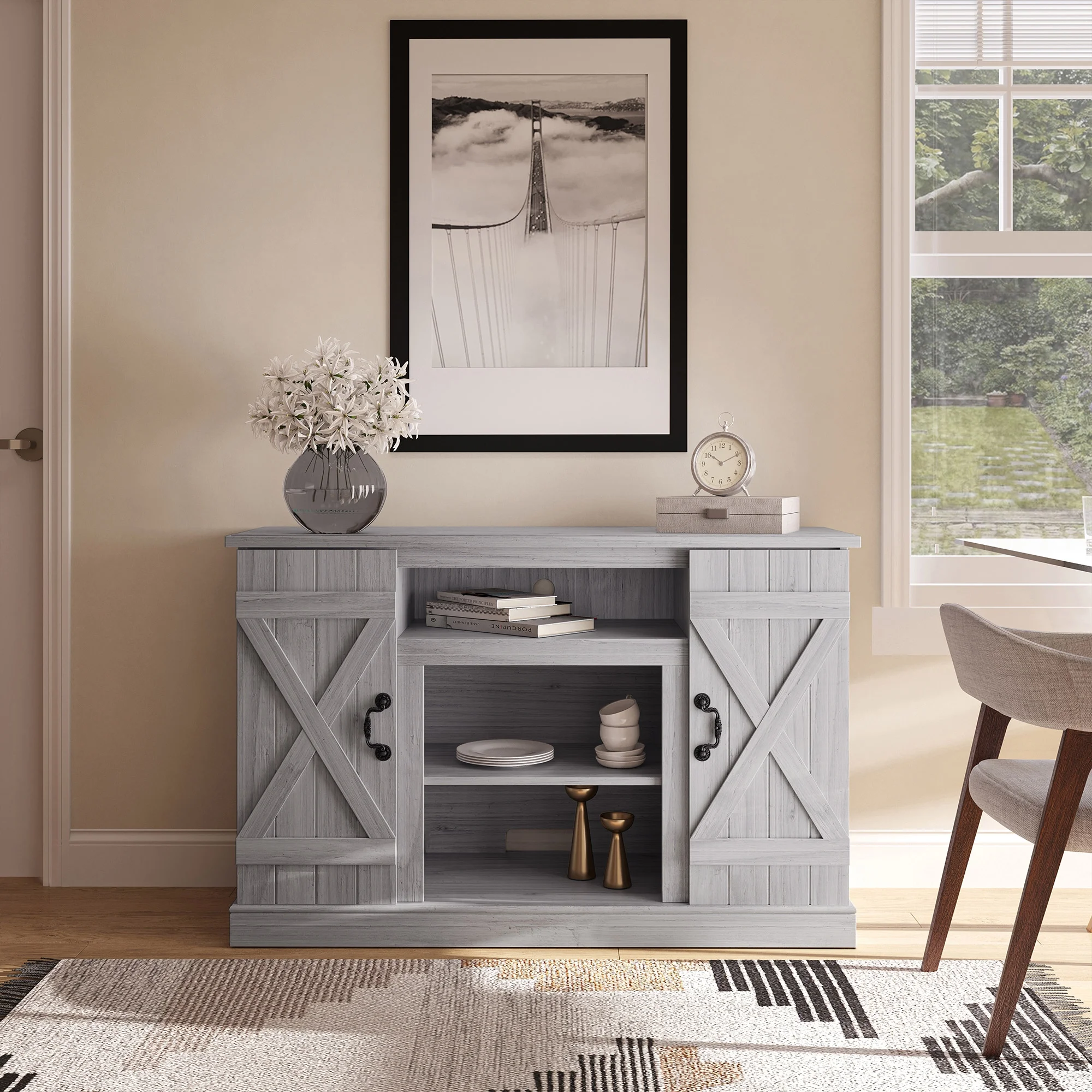 BELLEZE TV Stand Media Entertainment Center - Veropeso (Sargent Oak)