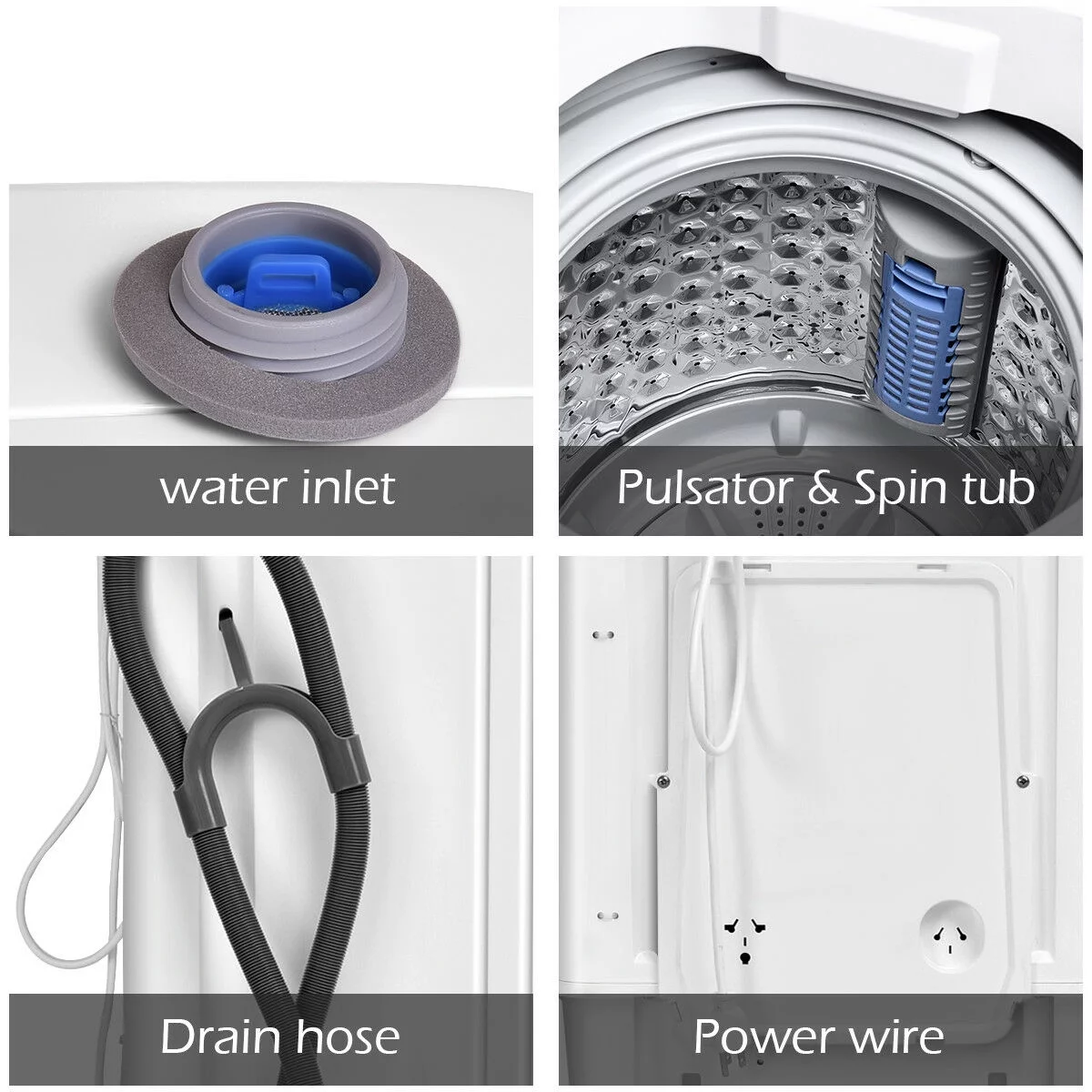 Full-Automatic Laundry Wash Machine Washer/Spinner W/Drain Pump