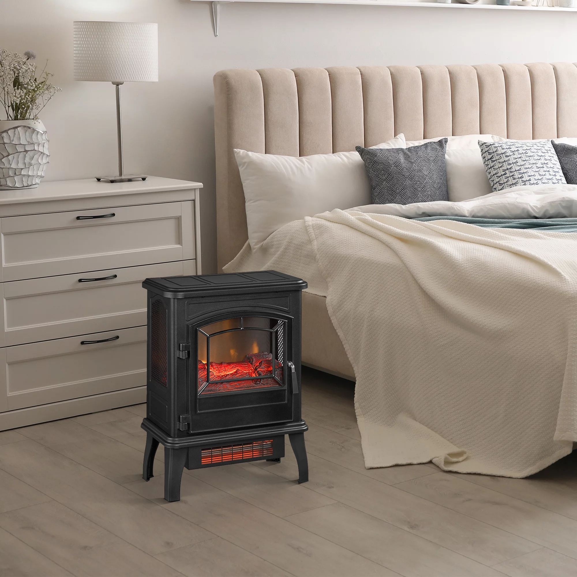 ClassicFlame 17.5'W Infrared Quartz Electric Stove Heater, Black