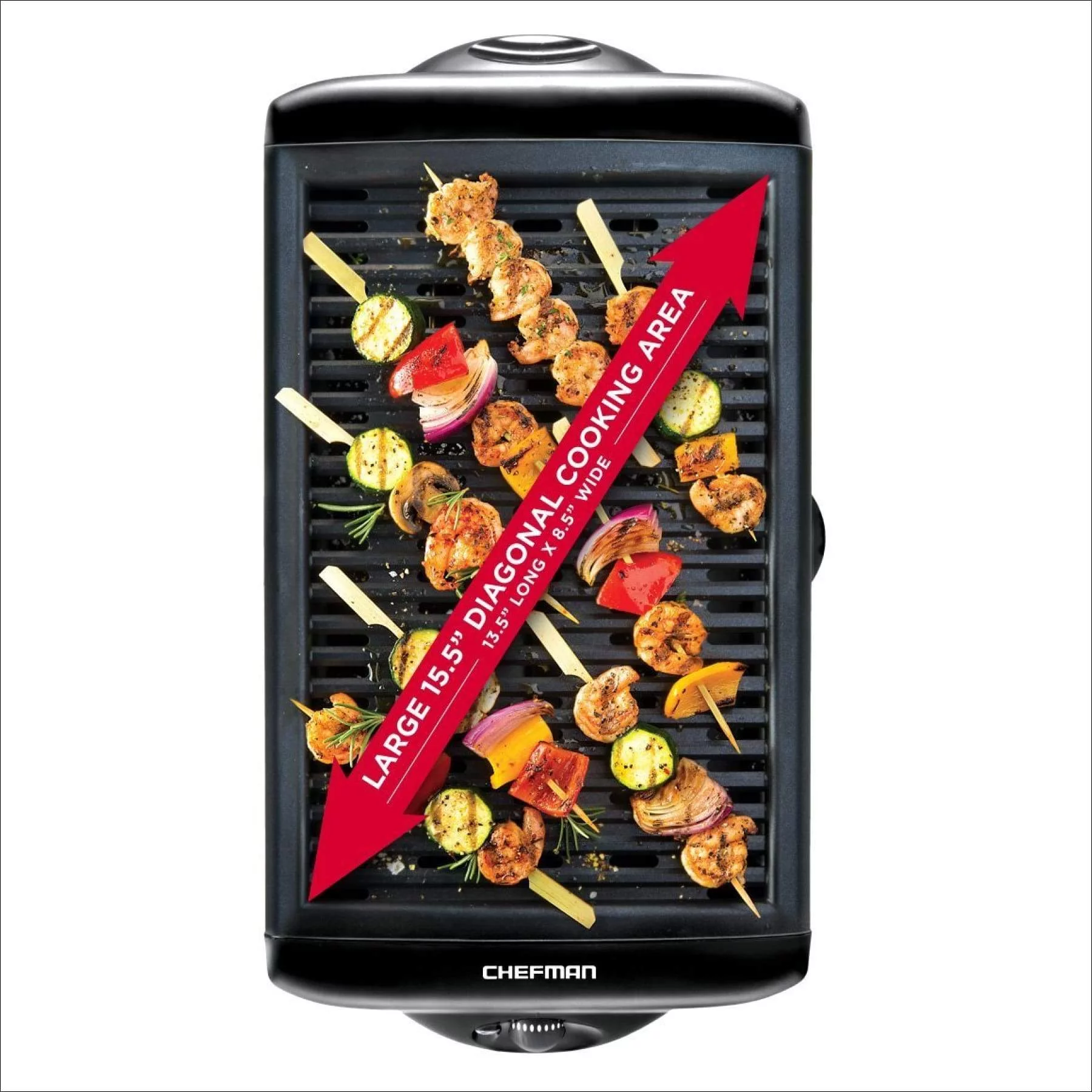Chefman Electric Smokeless Indoor Grill w/ Non-Stick Cooking Surface & Adjustable Temperature Knob from Warm to Sear for Customized BBQ Grilling Dishwasher Safe Removable Water Tray Black