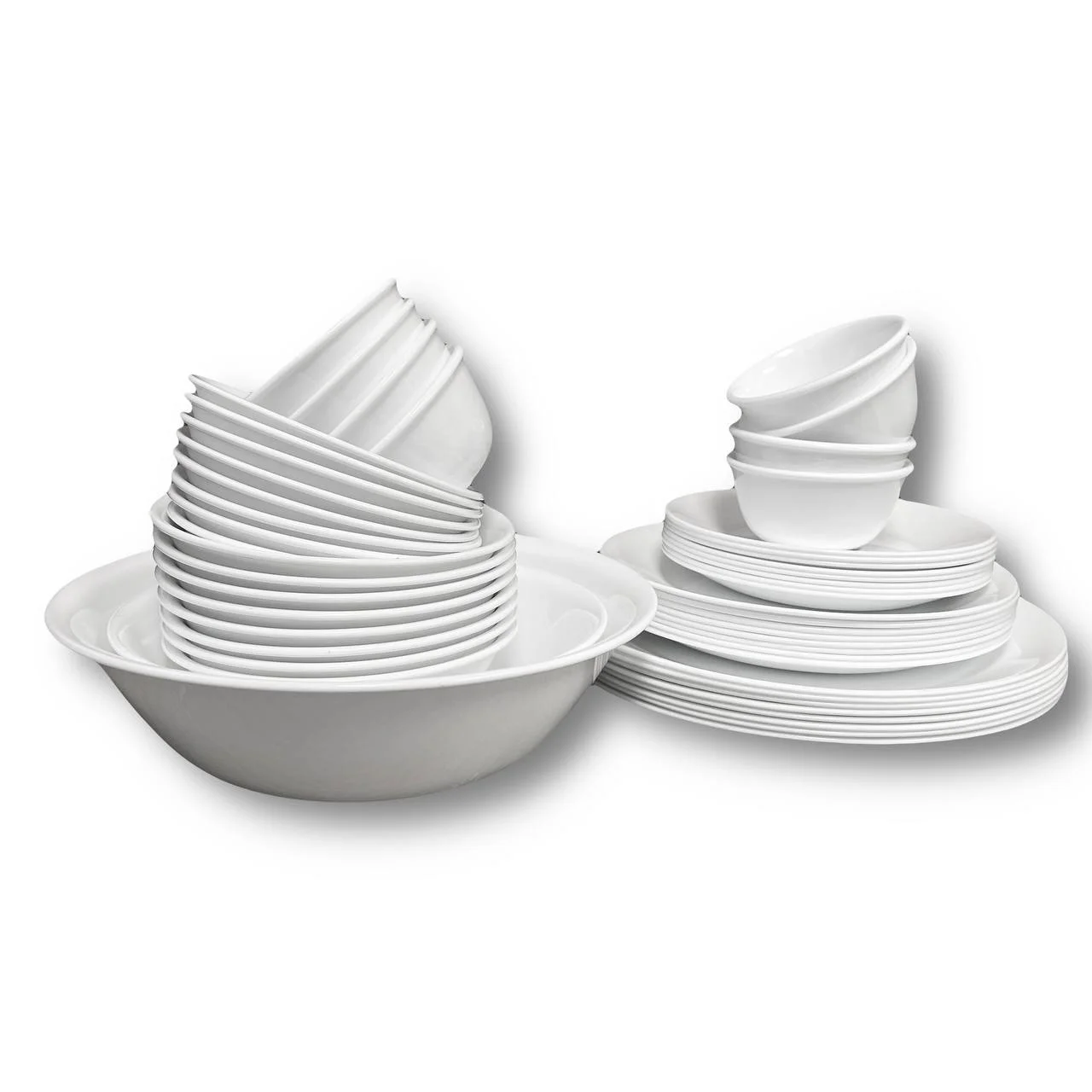 Corelle Winter Frost White, Dinnerware Set, Service for 8, Vitrelle Glass (50-Piece Set)