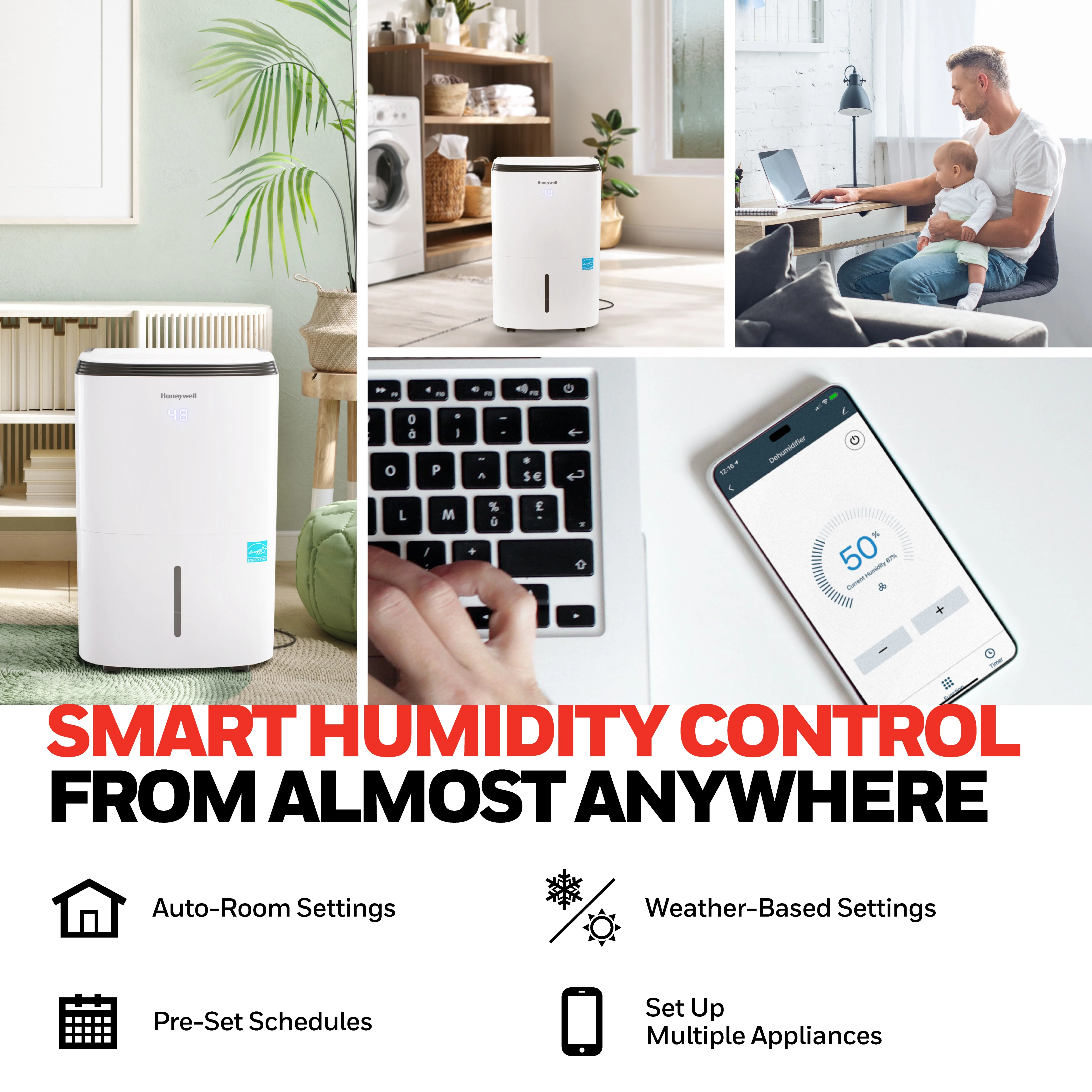 Honeywell 1500 Sq. Ft. Energy Star Smart Dehumidifier for Home Basements & Large Rooms, with WiFi, Alexa Voice Control and Anti-Spill Design - 23 Pint (Previously 30 Pint)