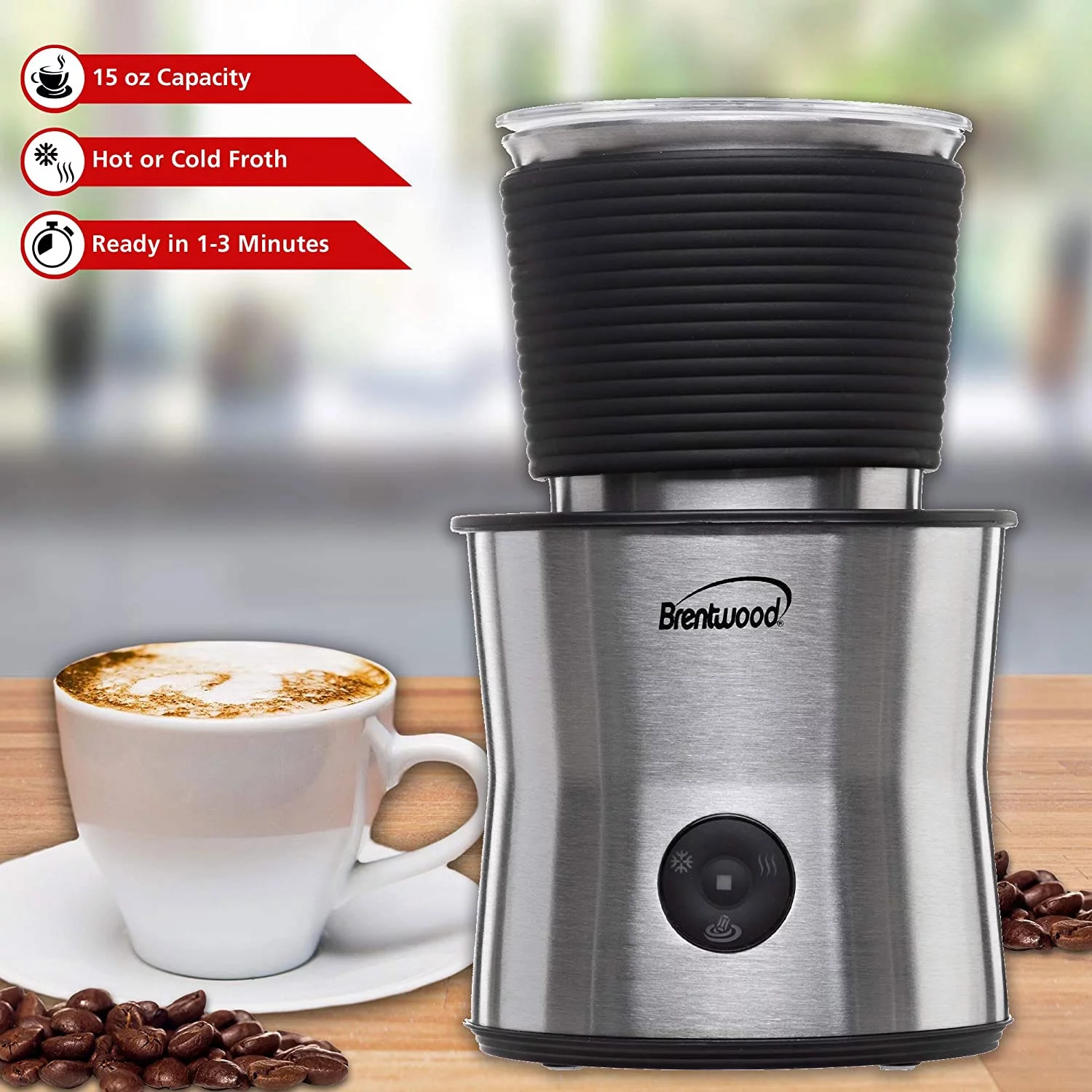 Brentwood Electric Hot/Cold Milk Frother, Warmer, & Hot Chocolate Maker