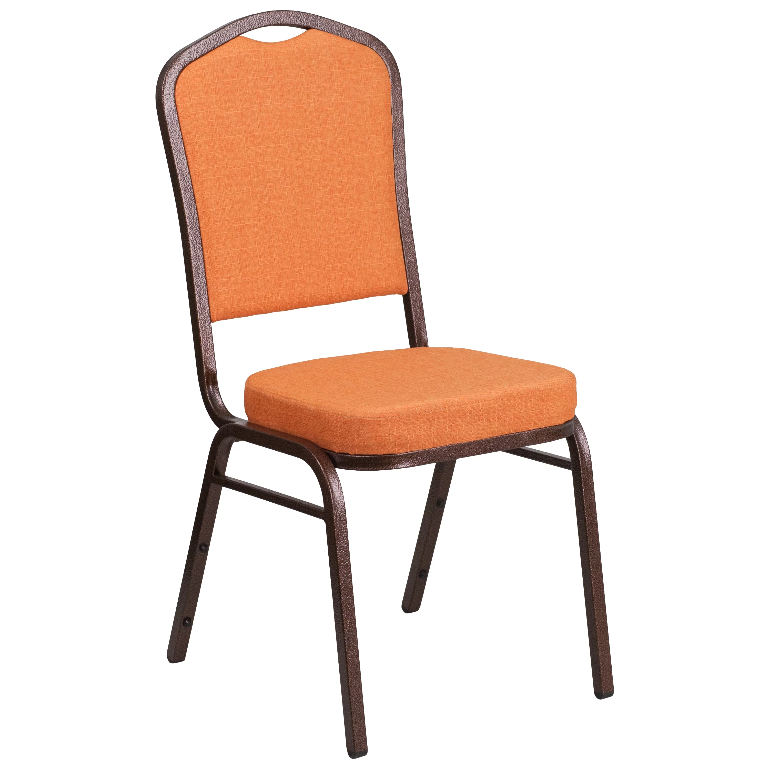Flash Furniture HERCULES Series Crown Back Stacking Banquet Chair in Orange Fabric - Copper Vein Frame