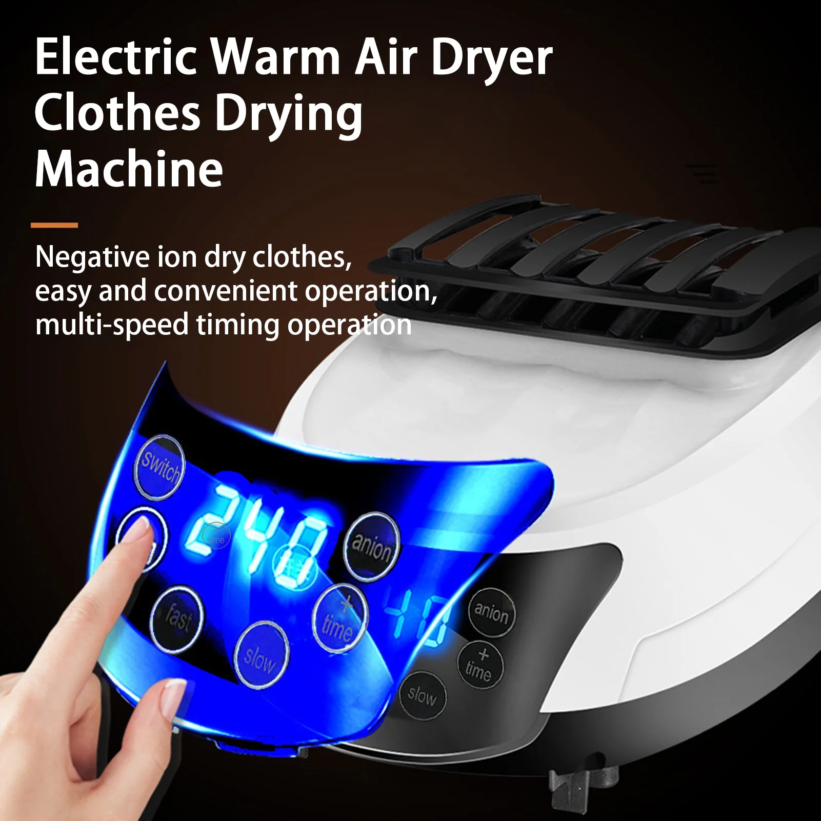 Biplut 1 Set Electric Clothes Dryer with Timing Mute Silent Remote Control Portable Electric Warm Air Dryer Clothes Drying Machine Laundry Garment (White)