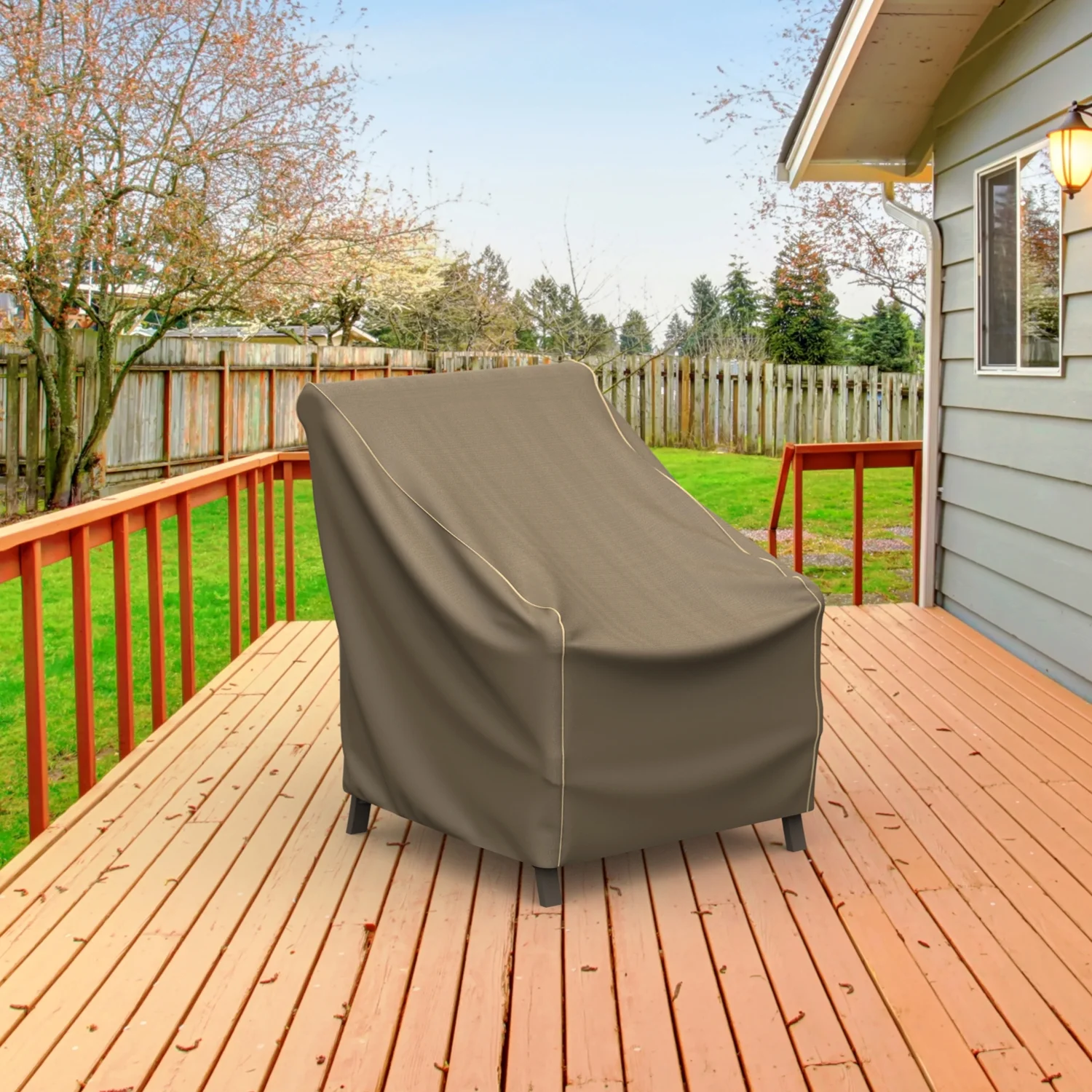 Budge Small Black and Tan Patio Chair Cover, StormBlock? Hillside