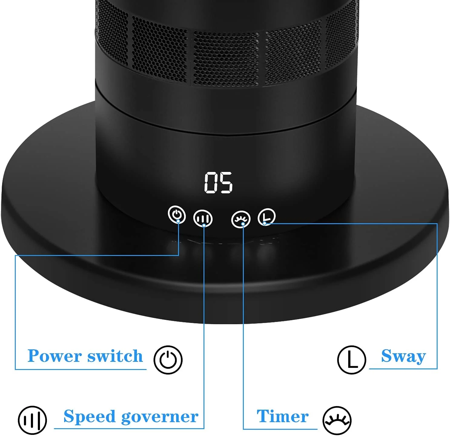 HealSmart Bladeless Tower Fan,10-Hour Timing Closure Bladeless Fan,Low Noise, 39 inches, Black, NEW