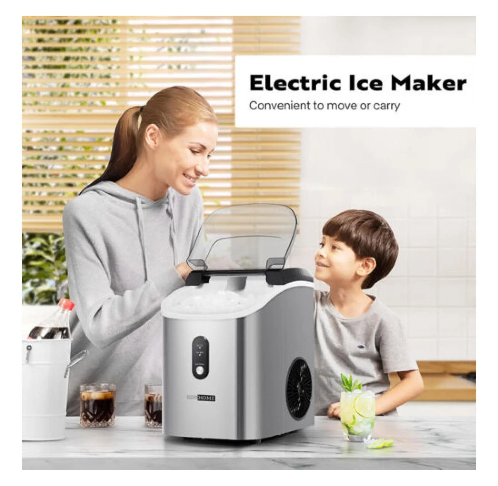 33lbs/Day Electric Chewable Nugget Ice Cube Maker Machine Self-Clean Function