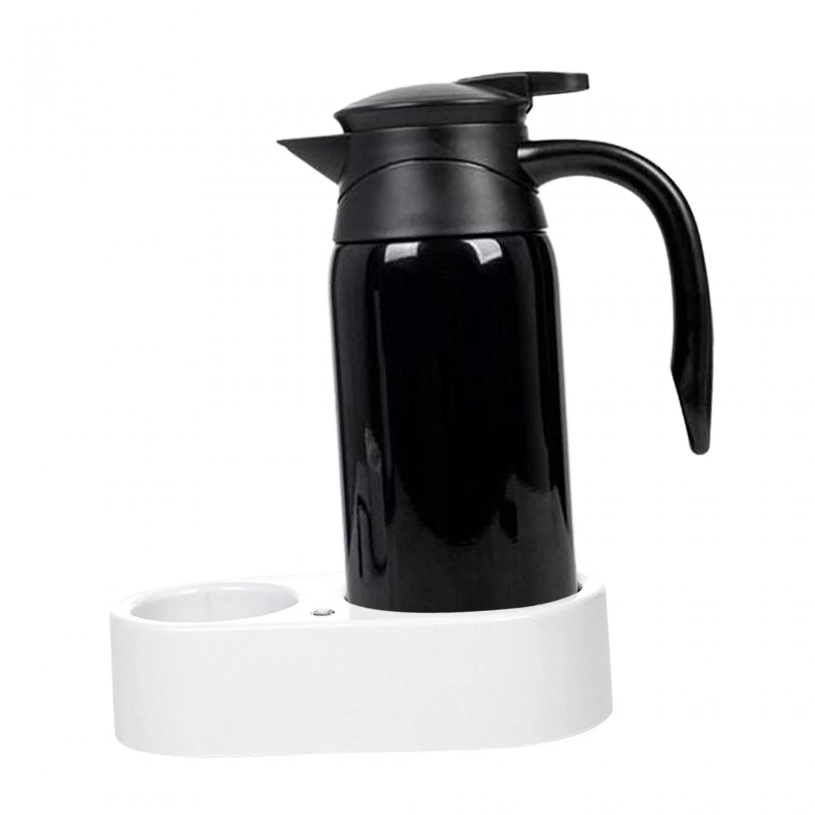Car Heating Drinking Cup Travel Kettle 800ml Stainless Steel Multipurpose DC Powered Sturdy Portable for Business Man Black Kettle