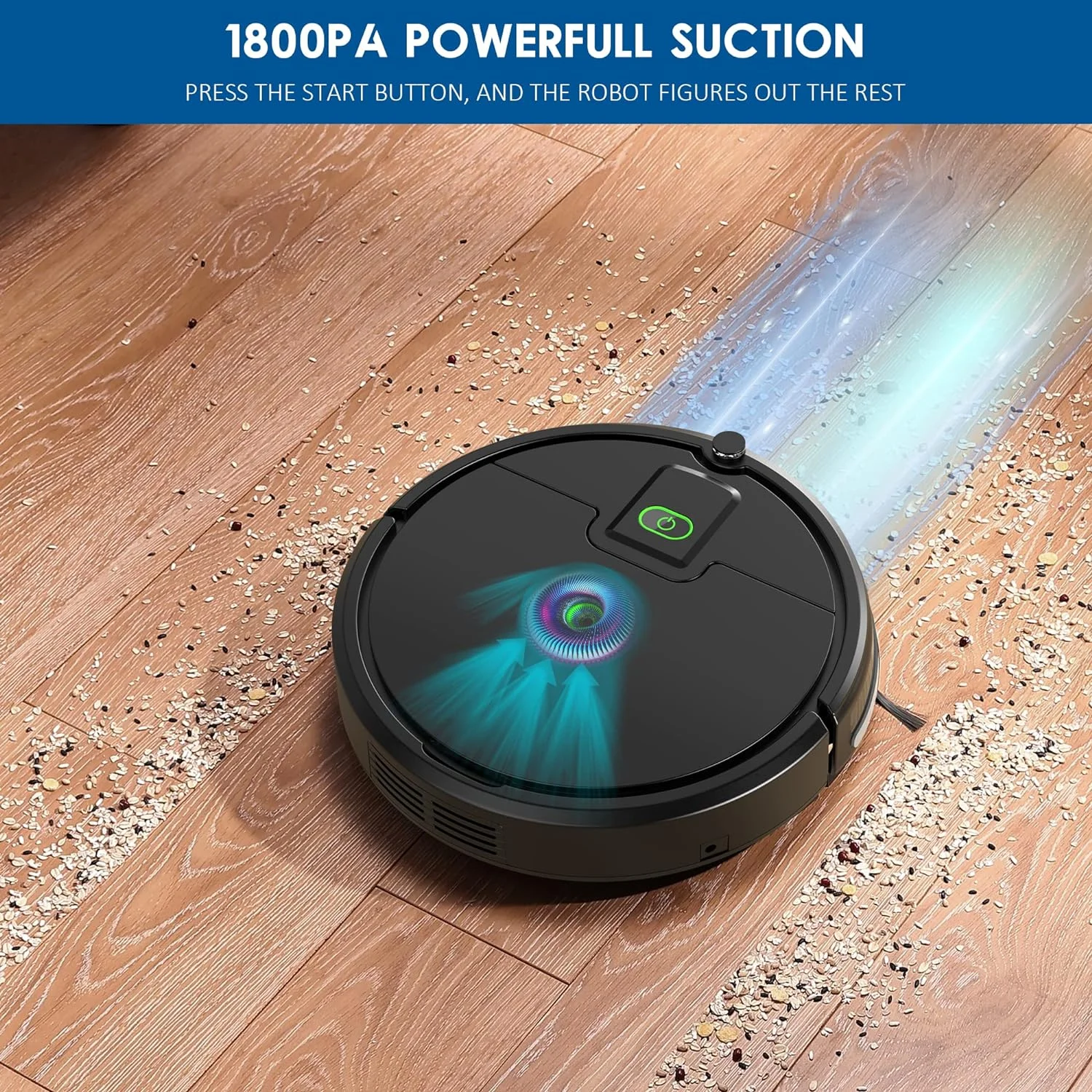 HIKINS Robot Vacuum Cleaner - Robotic Vacuum with Self-Charging and Strong Suction, Ideal for Hard Floors & Carpet, Tangle-Free, Quiet Operation, Ultra Slim - Perfect for Pet Hair
